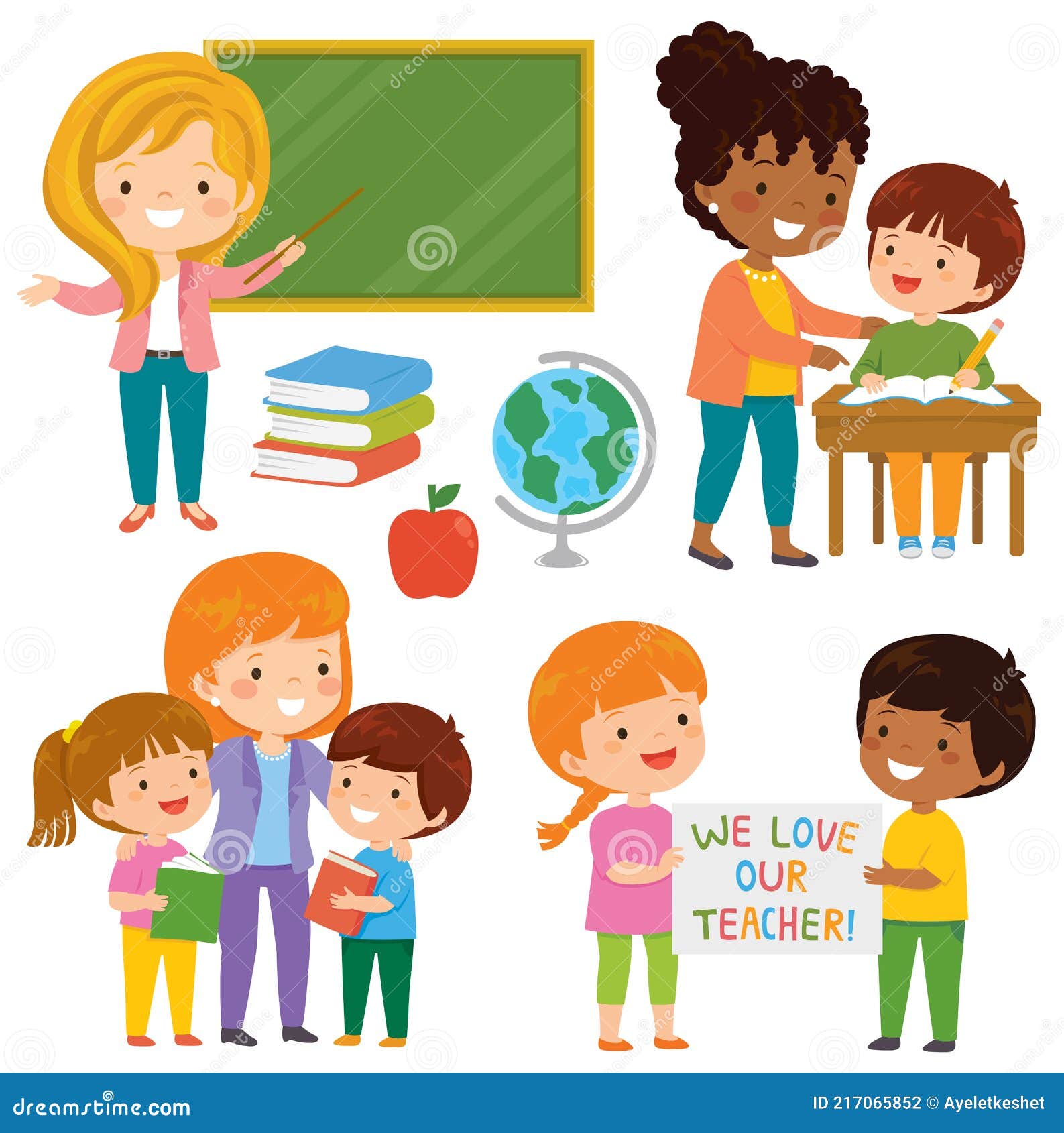 teachers and students clipart set