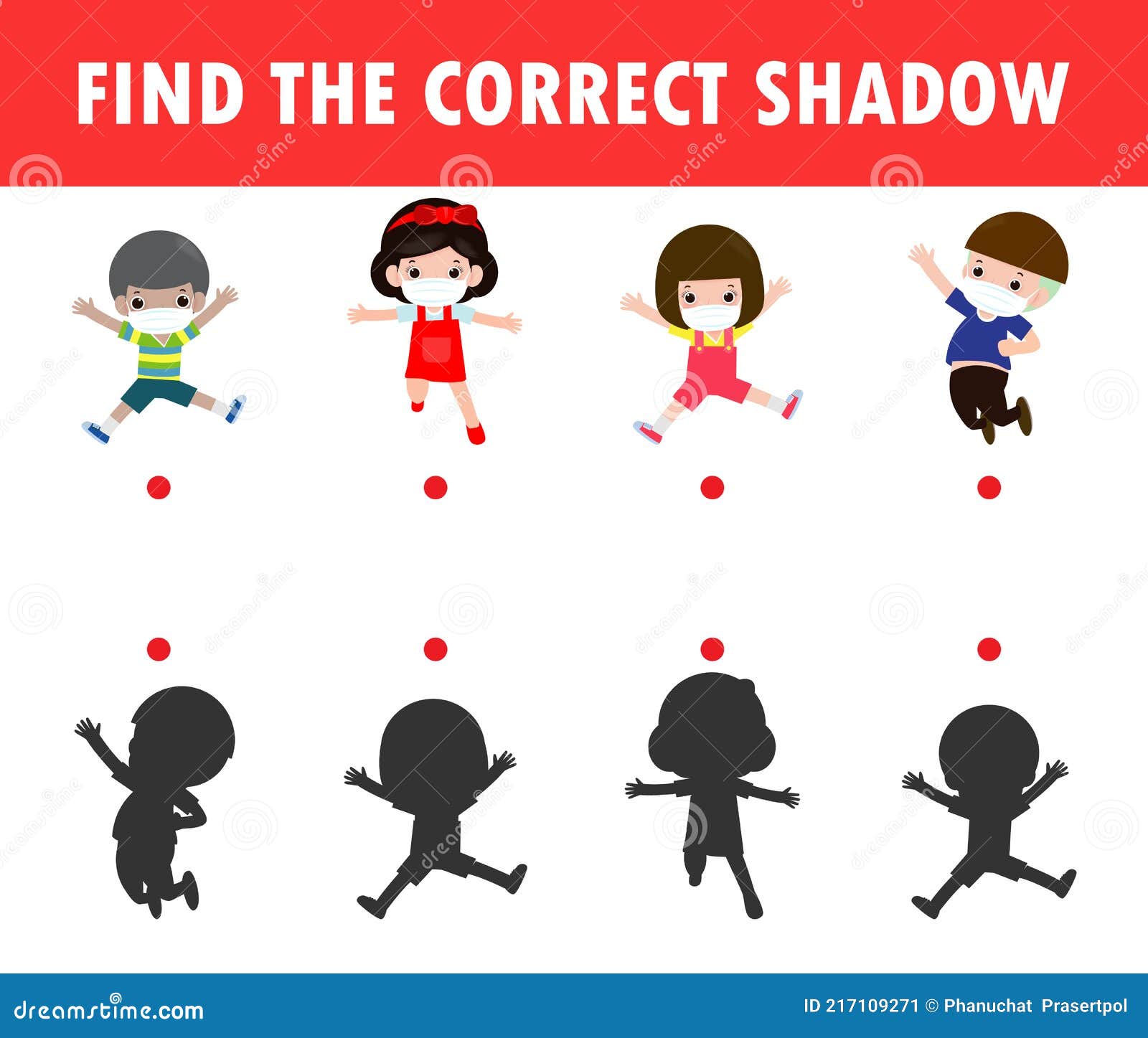 shadow matching game for kids, visual game for kid, find the correct shadow, instructional media, connect the dots picture
