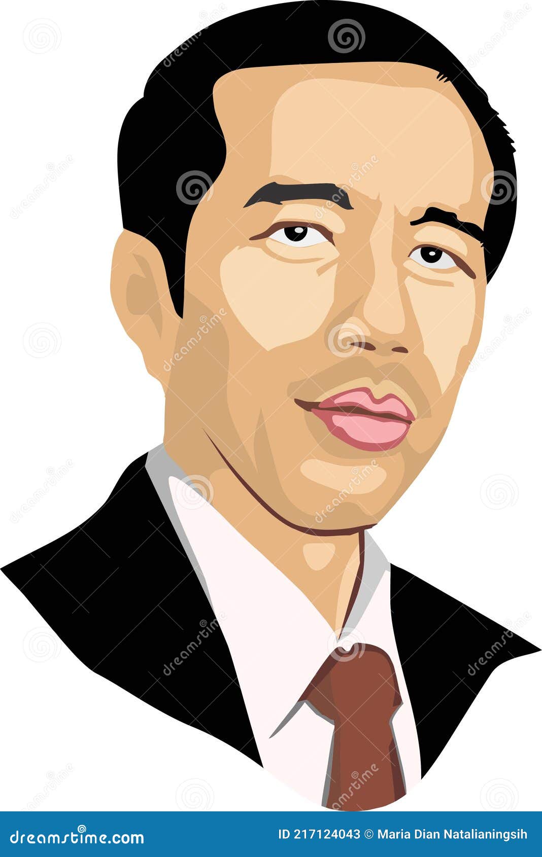 7th President Of Republic Indonesia Vector Illustration Joko Widodo