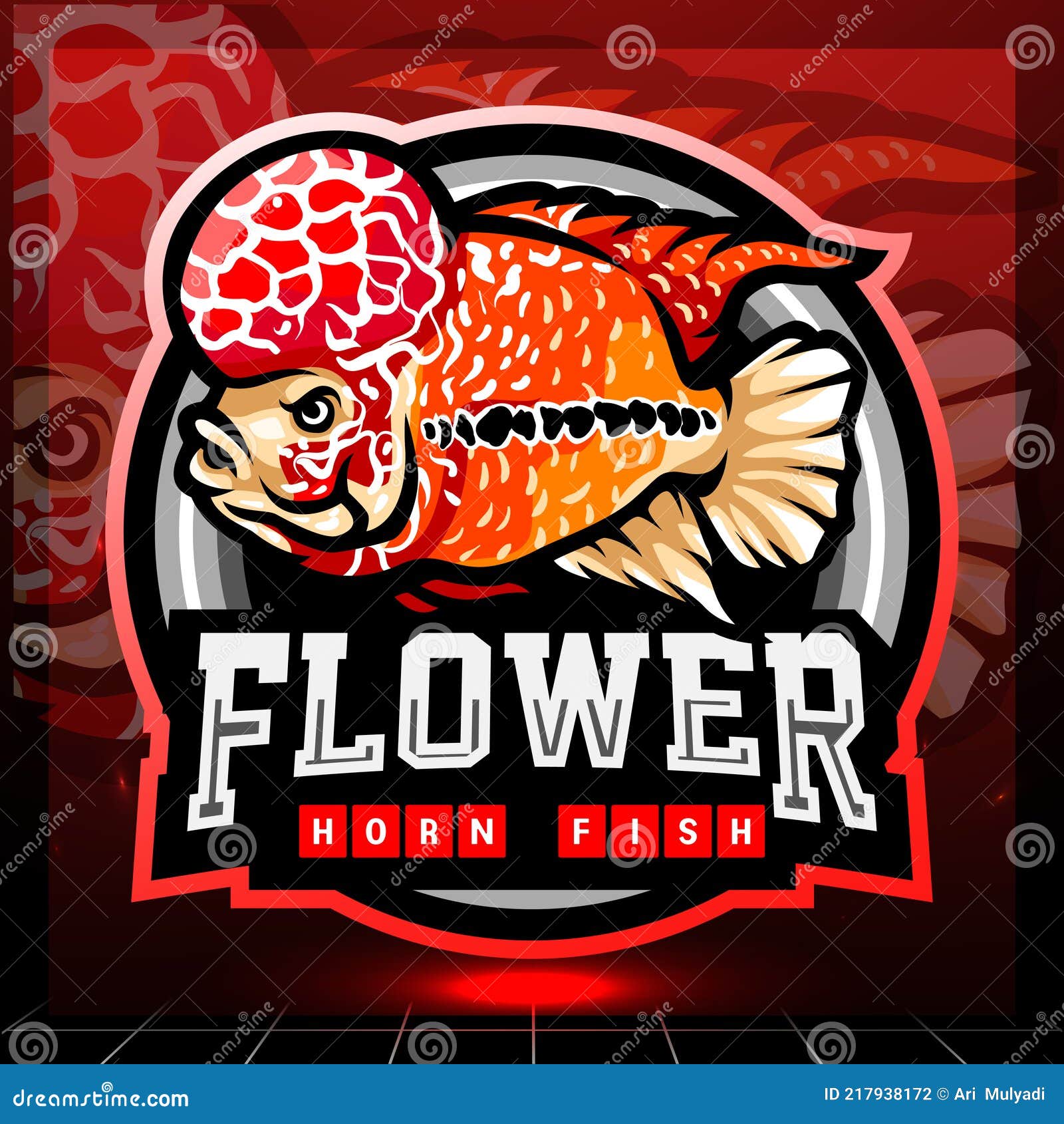 Flower Horn Fish Mascot. Esport Logo Design Stock Vector Illustration