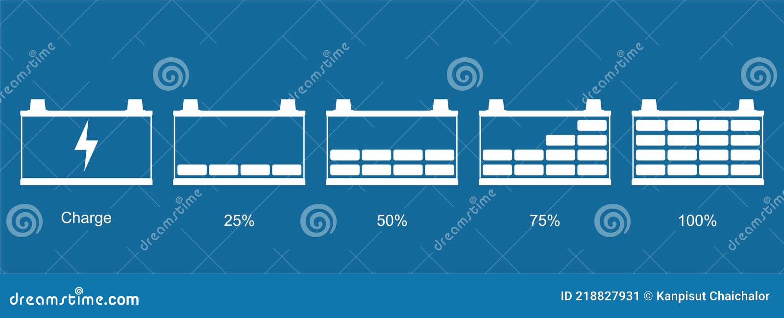 Battery Icon Set. Car Battery Indicator, Vector Illustration