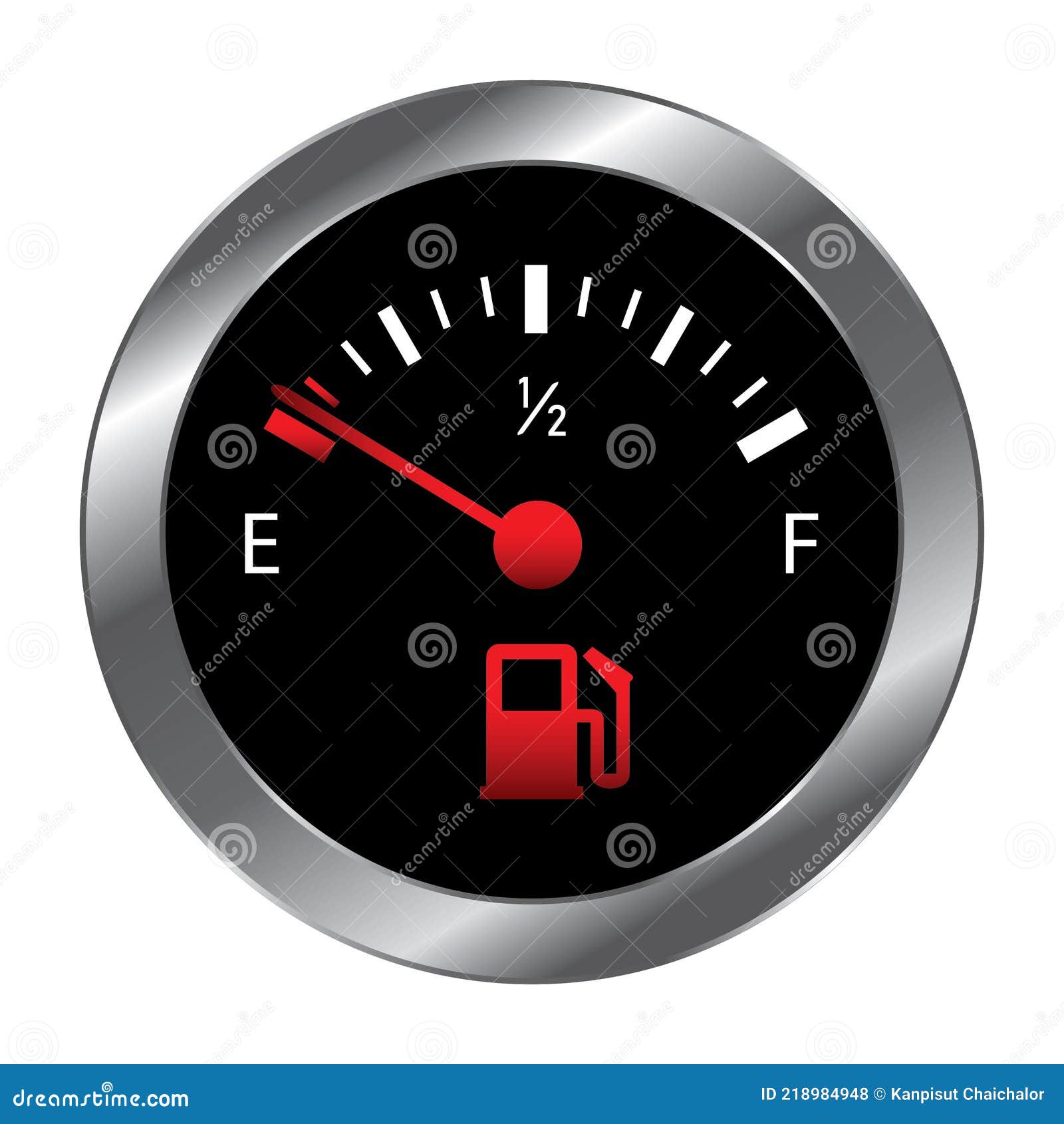 Vector Empty Fuel Warning Light in Car Dashboard. Fuel Pump Icon Stock