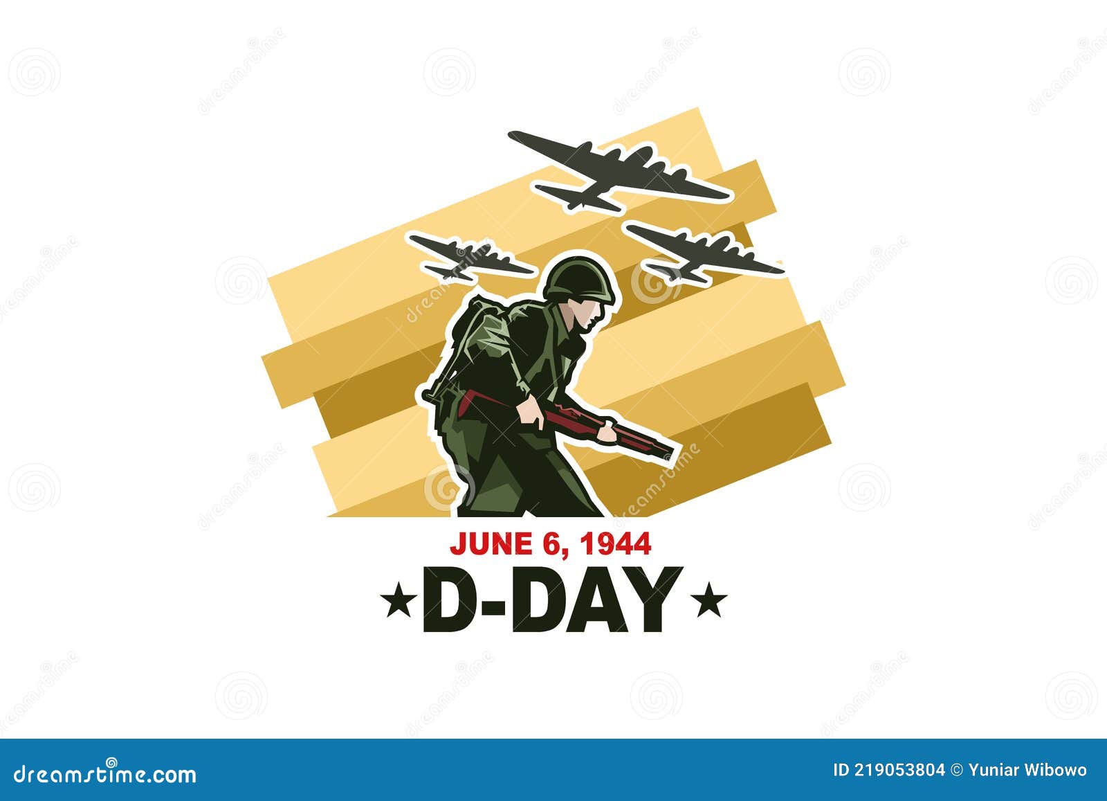 June 6, 1944. Dday, Normandy Landing Vector Illustration