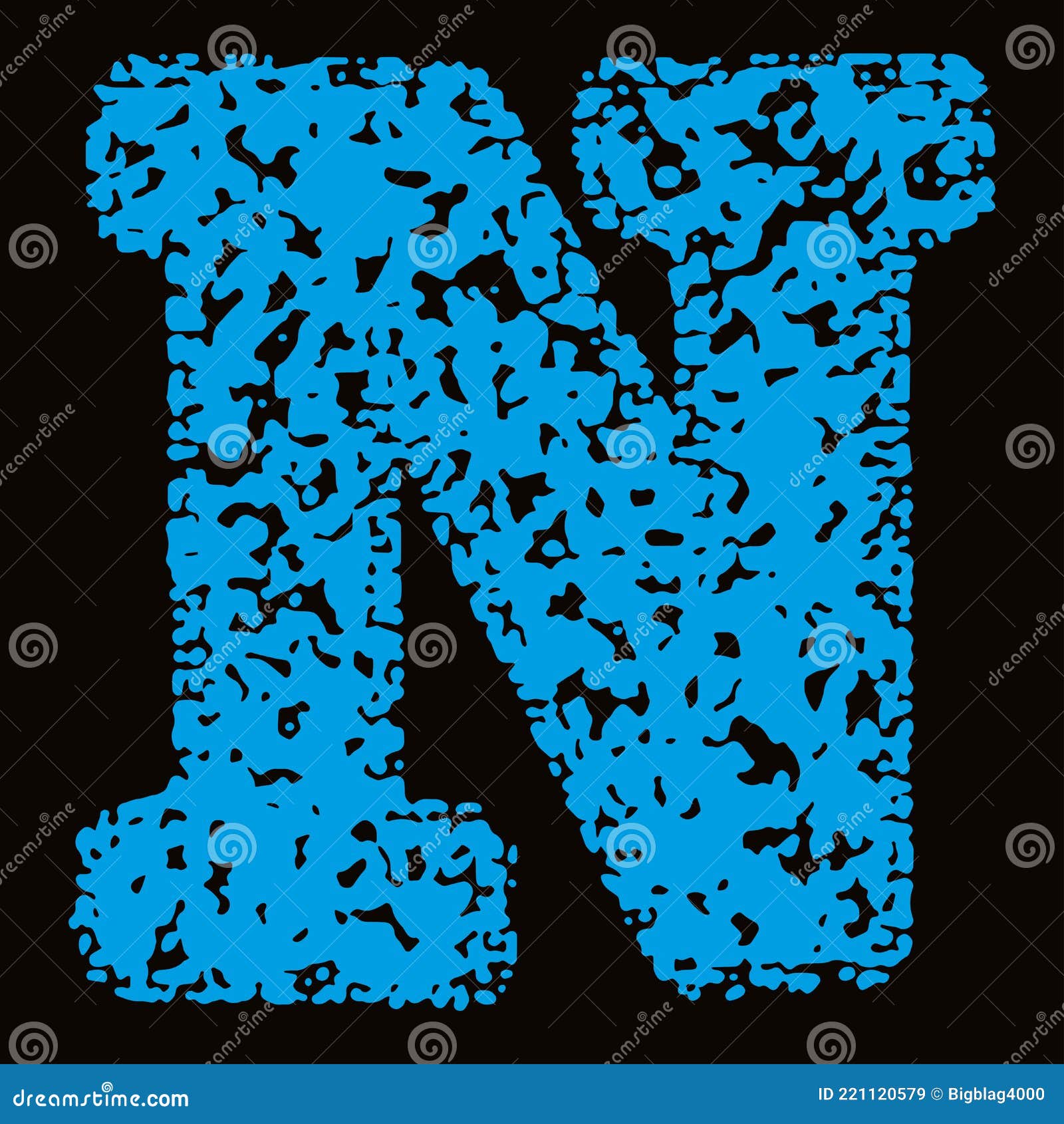 Blue Grunge Letter on Black Background. Stock Vector - Illustration of