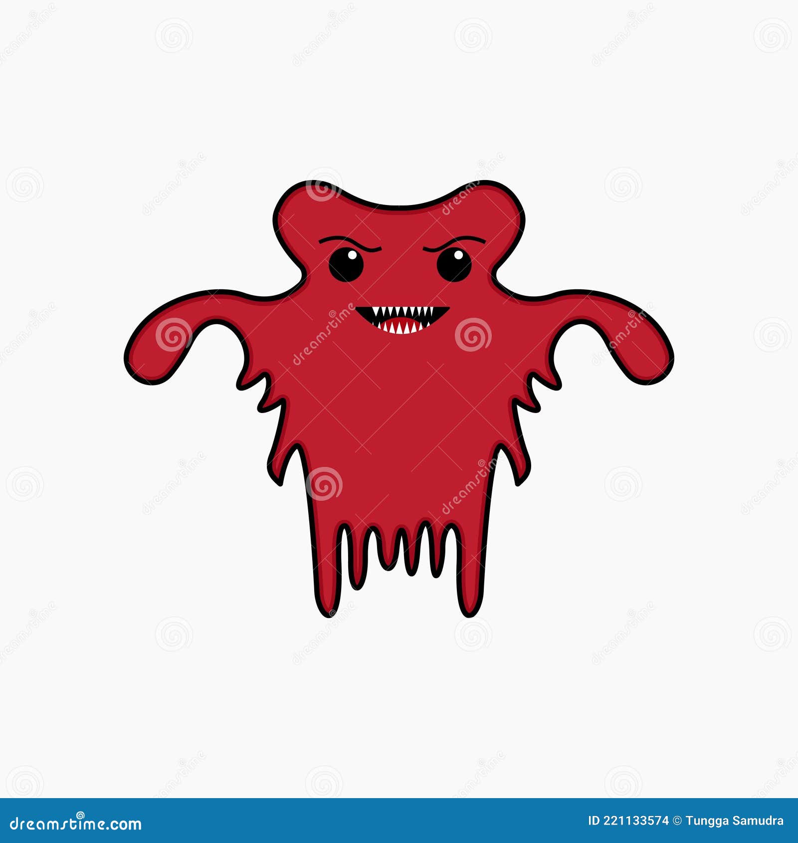 Cute Cartoon Character Red Bat Illustration Graphic Vector Design Stock