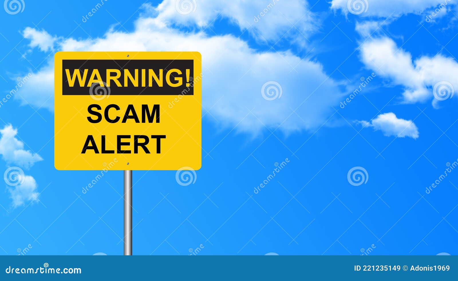 Warning Scam Alert Traffic Sign Stock Image - Image of alert, careful