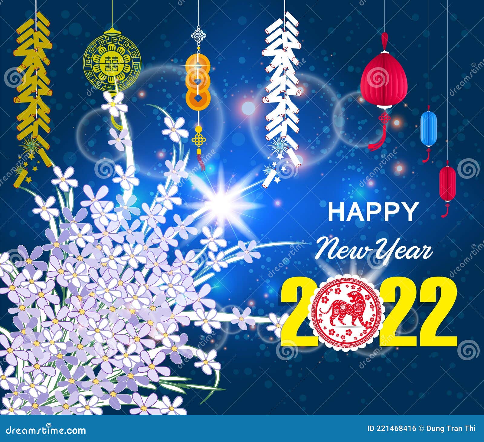 Happy Chinese New Year 2022 Year of the Tiger. Lunar New Year Banner