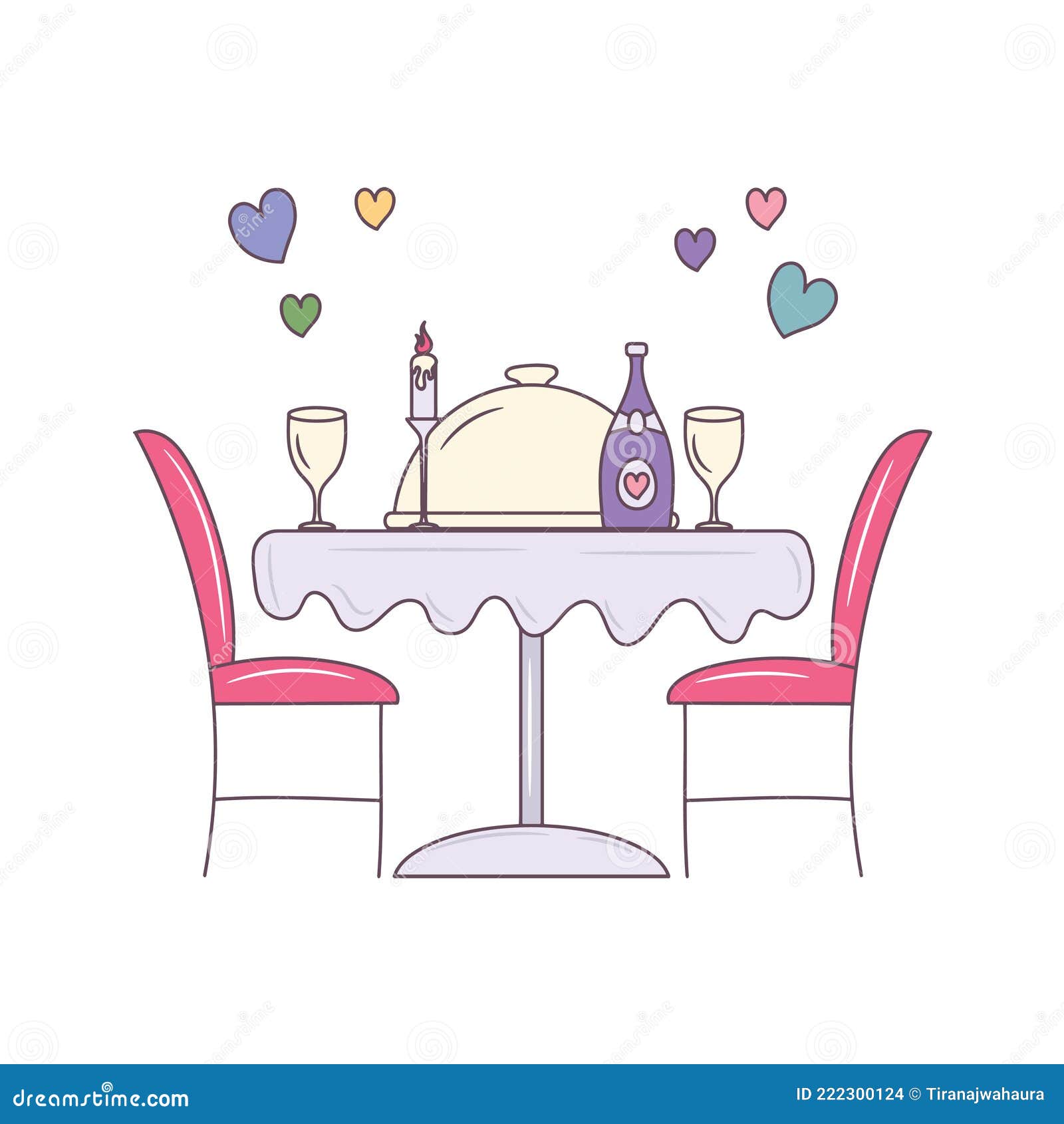 Wedding Table Decoration In Doodle Style. Hand Drawn Celebration Clip