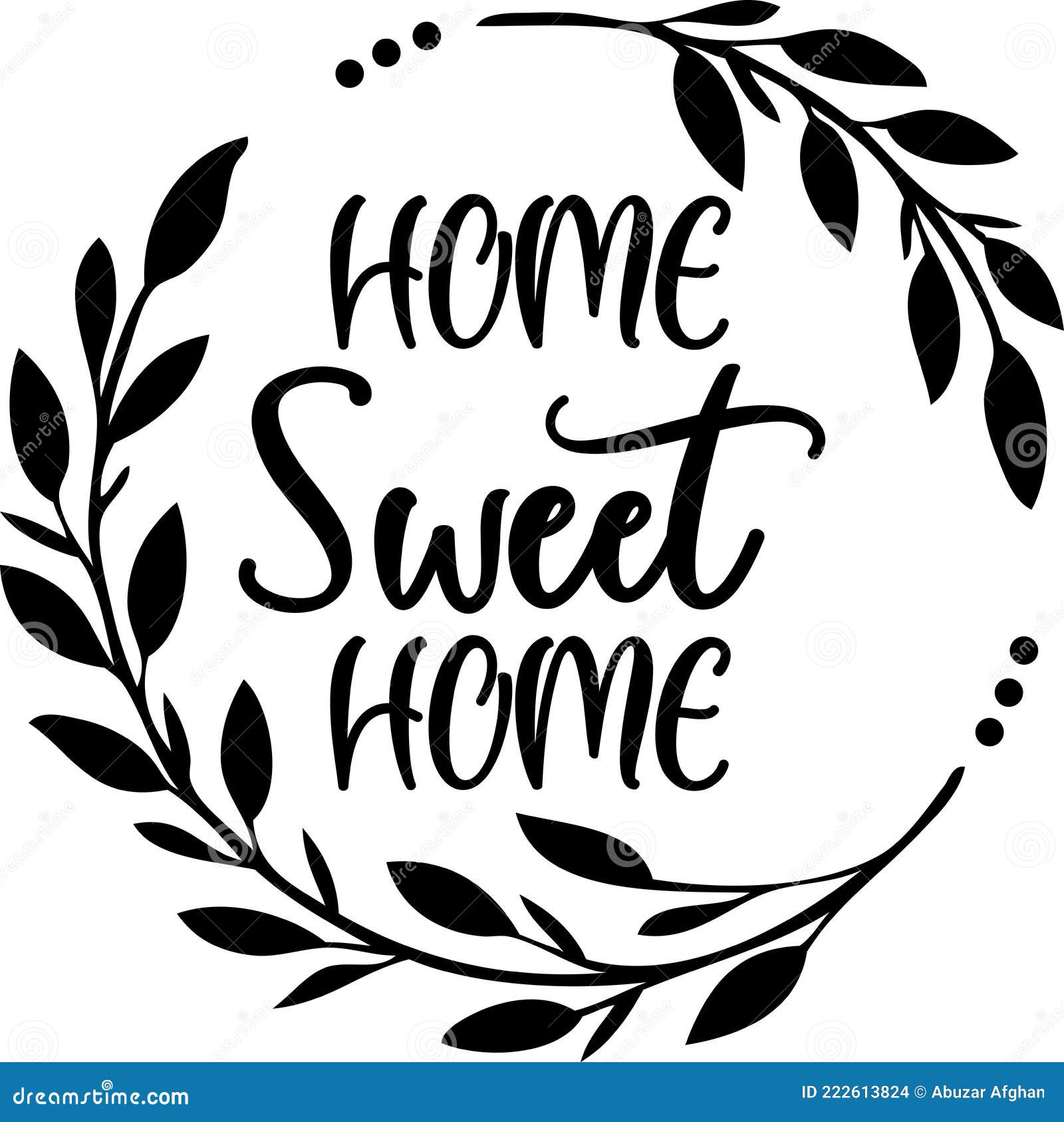 Home Sweet Home with Leave Circular Frame Eps Vector Stock Vector ...