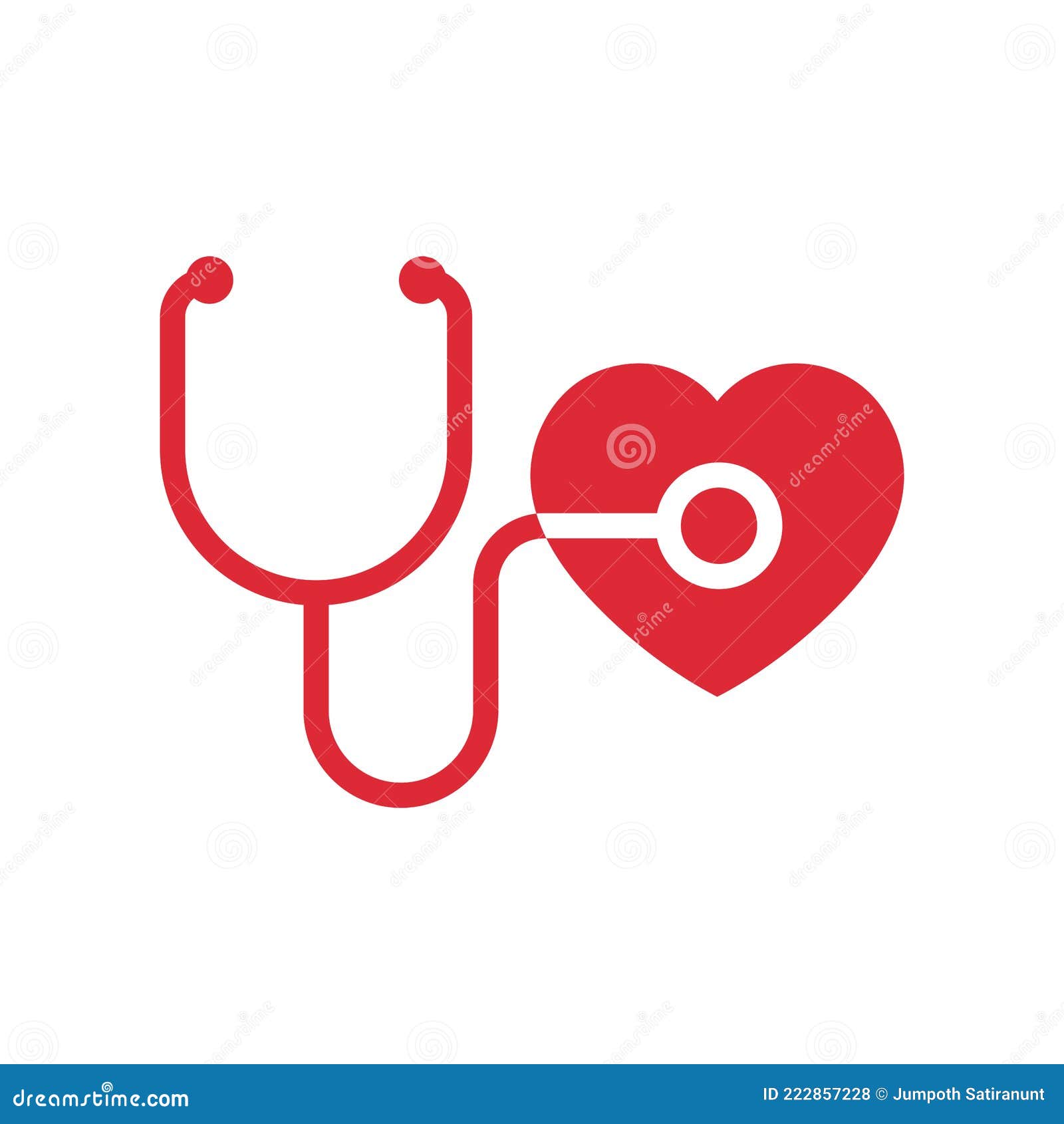 Stethoscope with Heart Icon, Heartbeat Pulse Symbol Line Design for