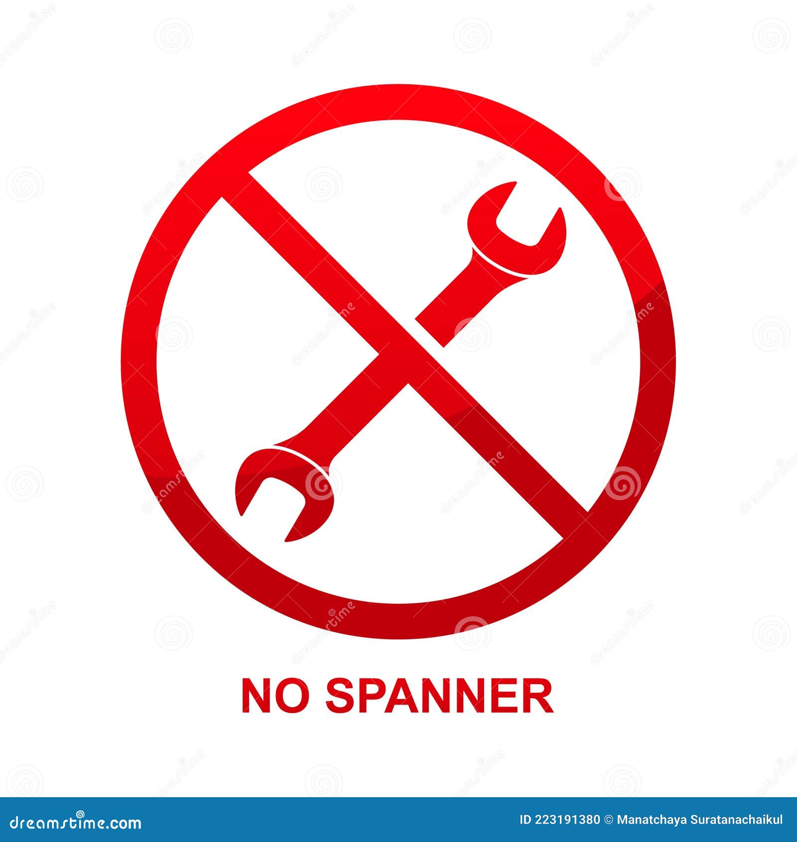 No Spanner Sign Isolated on White Background Stock Vector Illustration of flat, prohibition