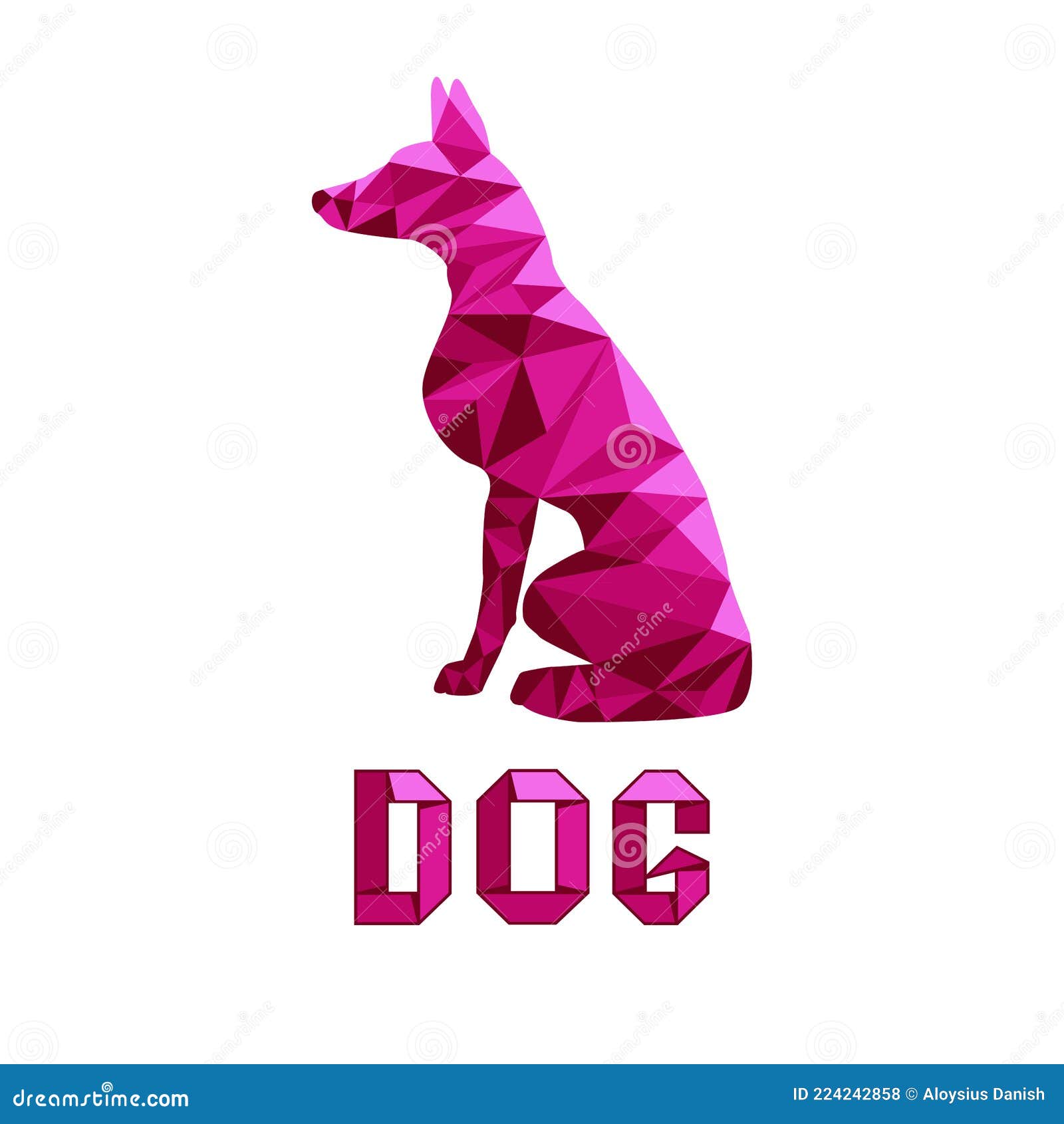 dog animal pet icon logo in colorful polygonal low poly