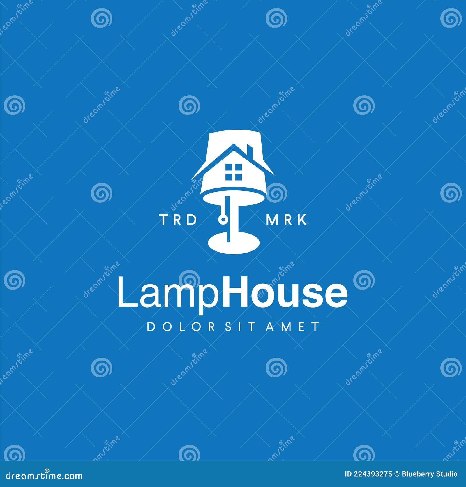 Floor Lamp and House Logo Modern Interior Decoration Vector Illustration Template. Table Lamp