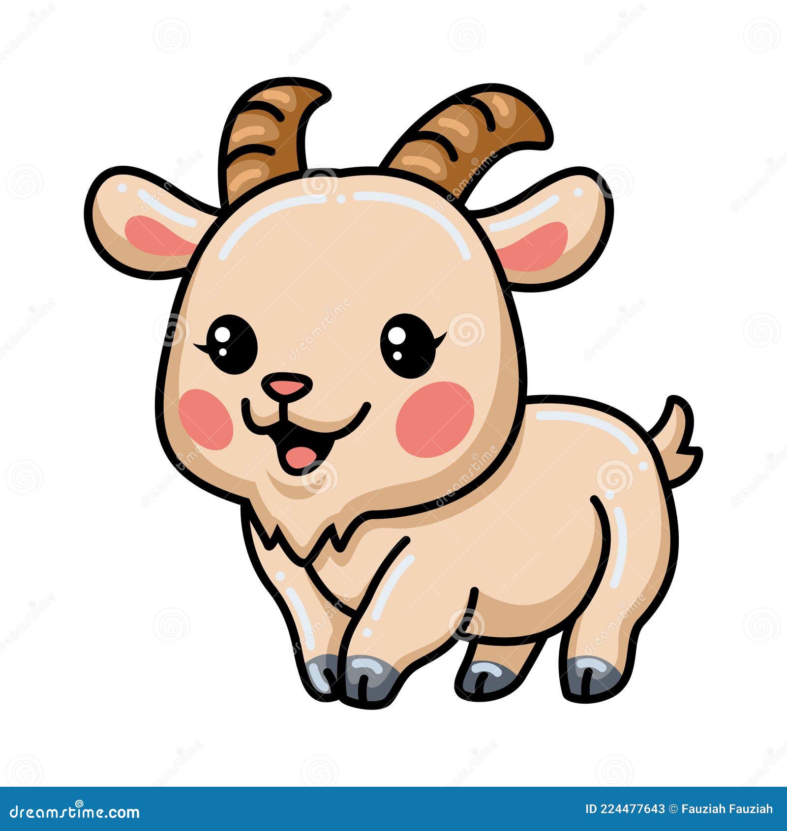 Cute Baby Goat Cartoon Walking Stock Vector - Illustration of funny, drawing:  224477643