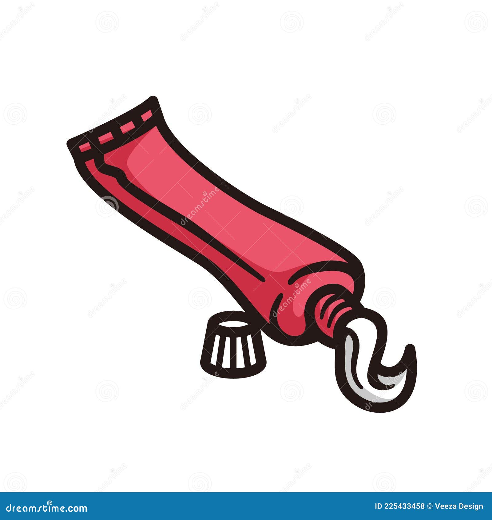 Symbol Of Toothpaste Dispensing Its Contents, In Red Colored Black Line