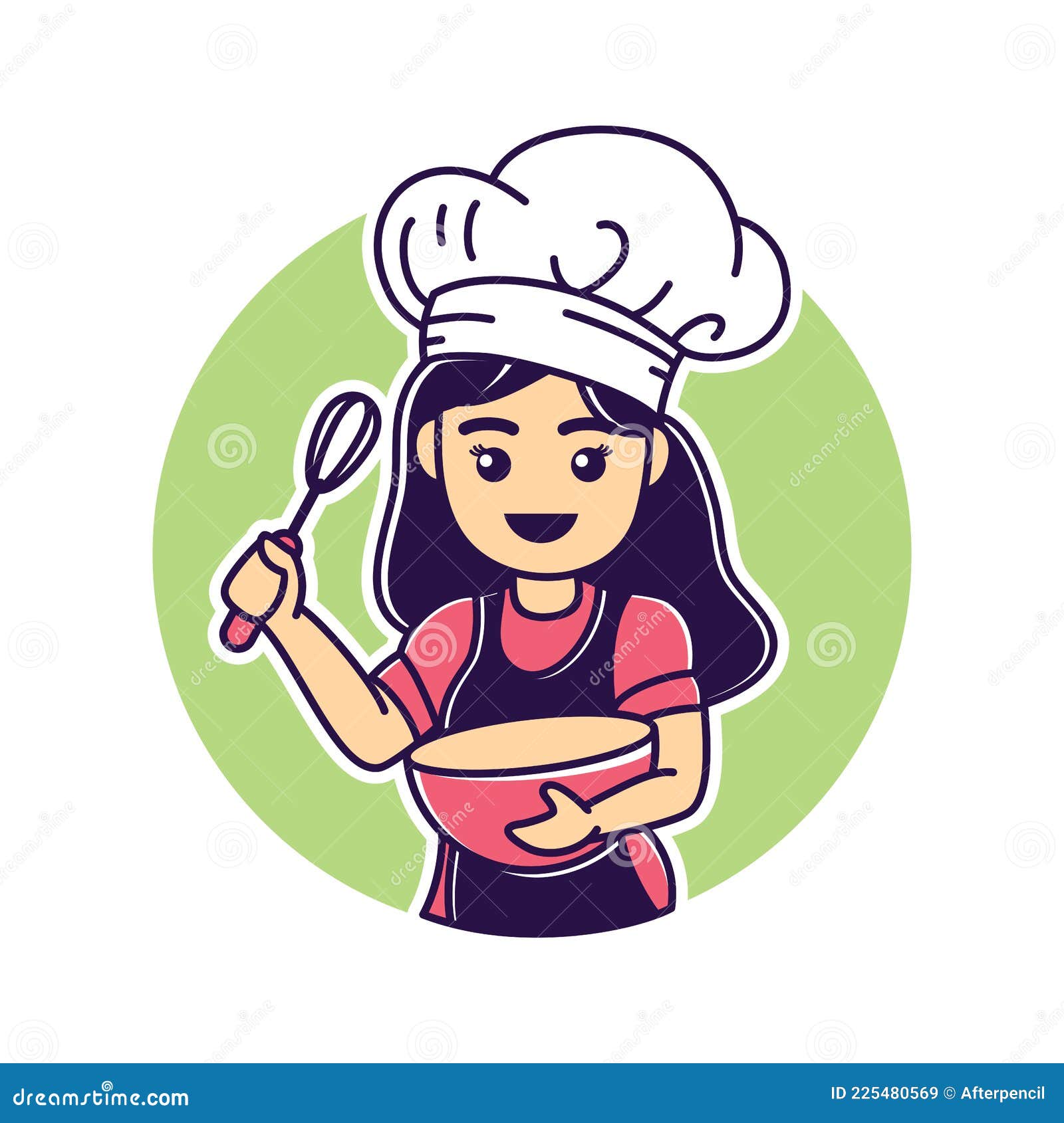 Cute Bakery Chef Cartoon Holding Whisk and Bowl Stock Vector - Illustration  of lunch, cooking: 225480569