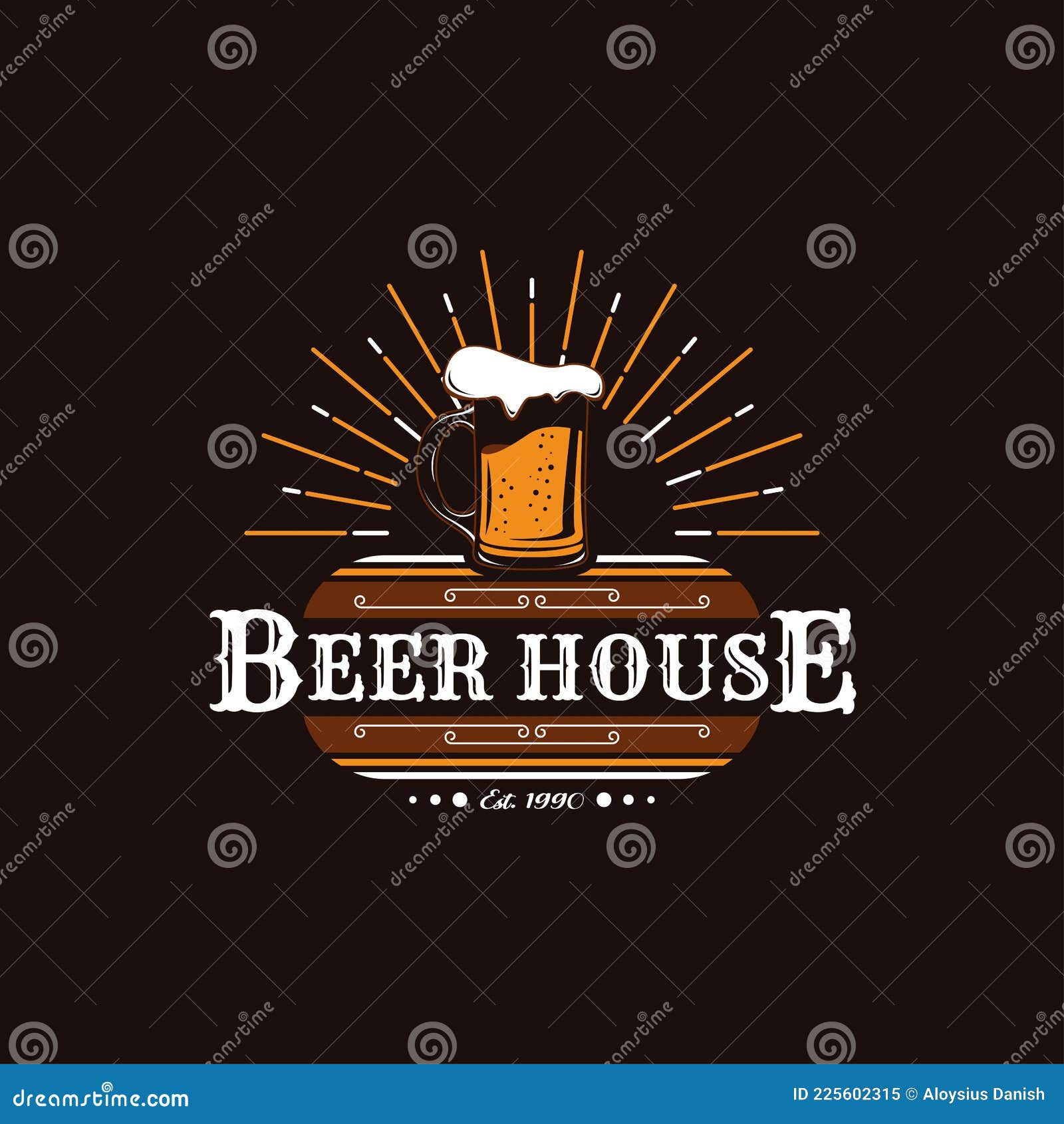 Vintage Retro Style for Beer House or Brewery Logo. with Shining Beer