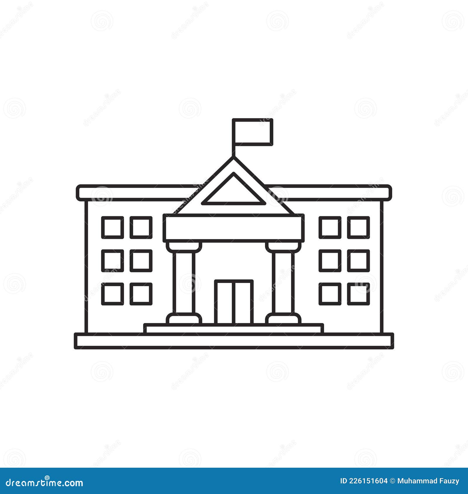 Town Hall Building Icon with Linear Style Stock Vector Illustration