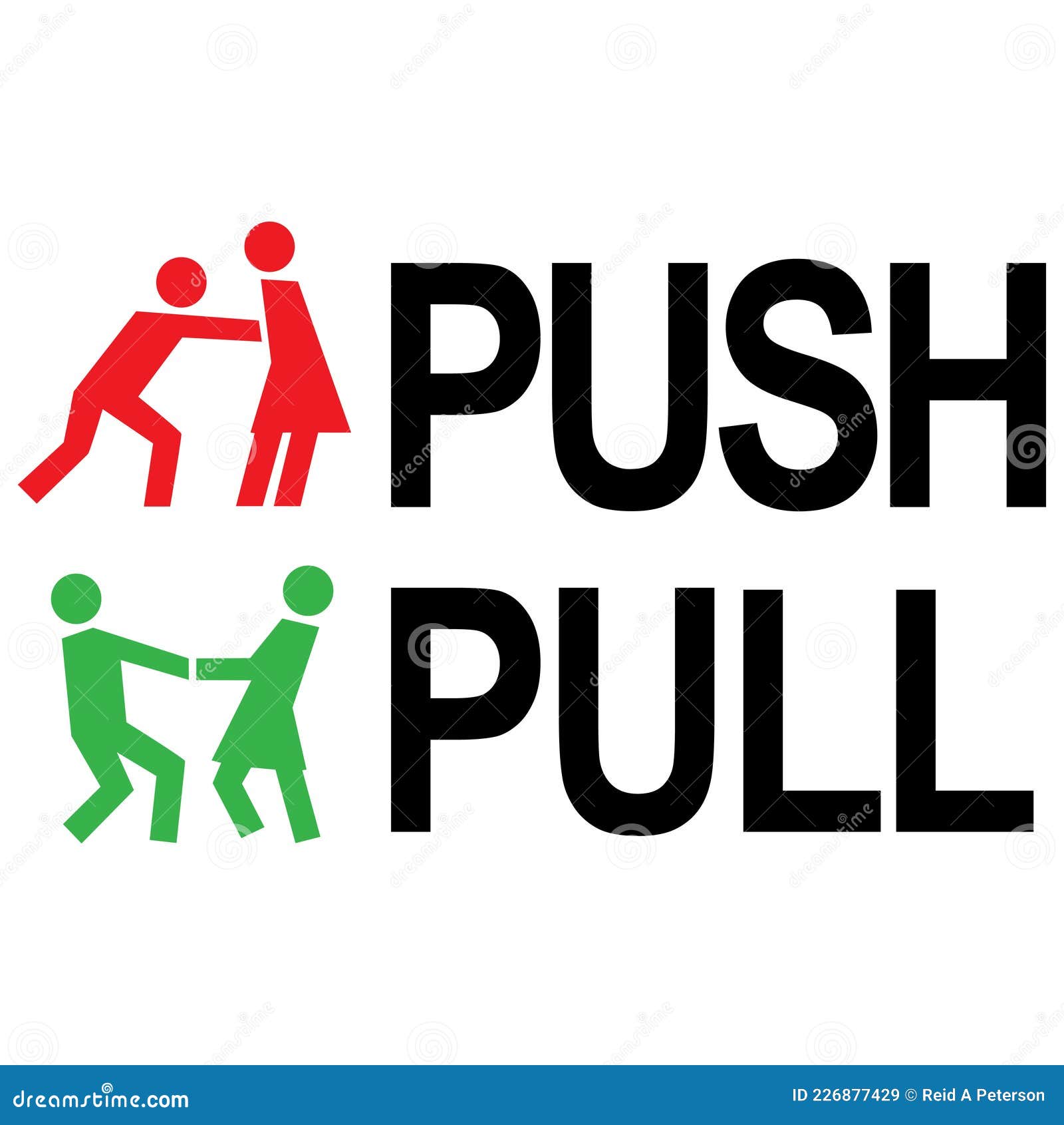 Push Pull Door Sign. Vector Push And Pull Icon Sticker Design Concept