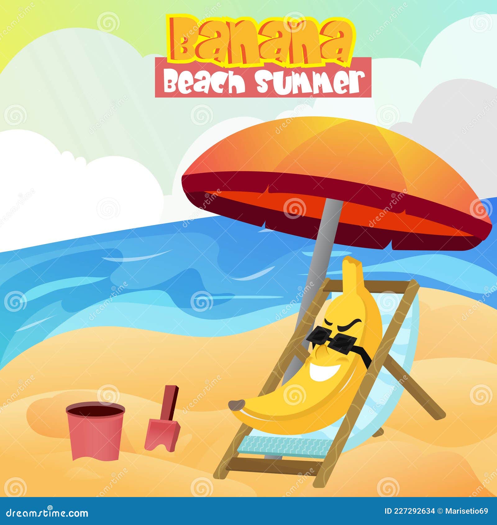 Banana Beach Summer Illustration Vector Stock Illustration