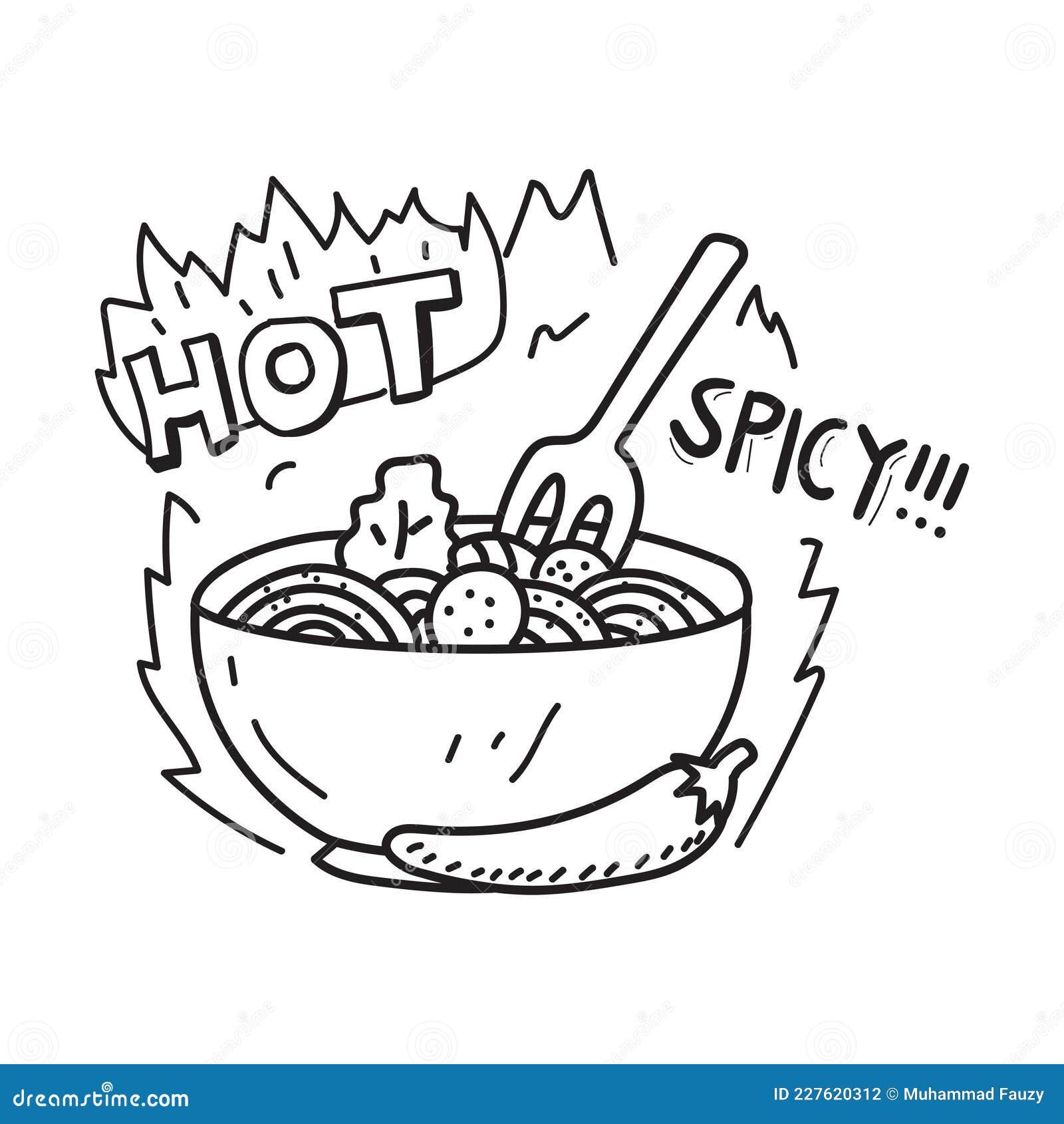 Spicy Noodle Vector With Cartoon Style 227620322