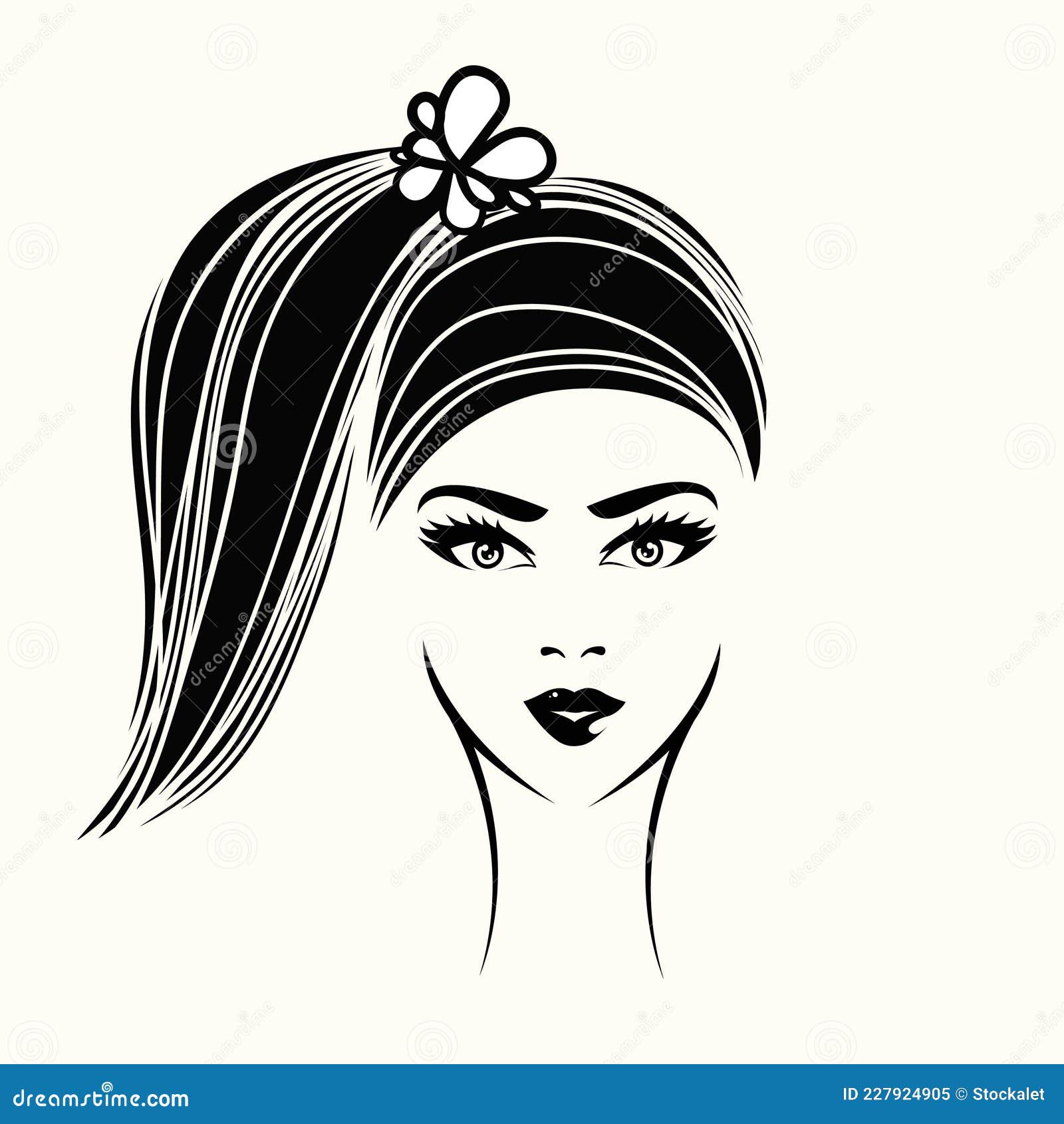 Beautiful Woman Wearing Decorative Flower in Her Wavy Hair. Ponytail Hairstyle. Stock Vector - Illustration of glossy, attractive: 227924905 Beautiful Woman Wearing Decorative Flower in Her Wavy Hair. Ponytail Hairstyle. Stock Vector - Illustration of glossy, attractive: 227924905