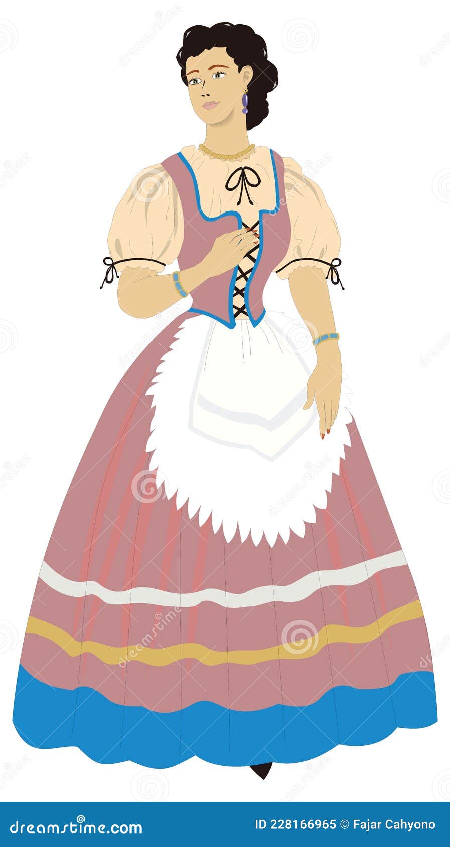 Italy Woman Girl Traditional Clothing Vector Illustration Transparent  Background Stock Vector - Illustration of celebration, background: 228166965