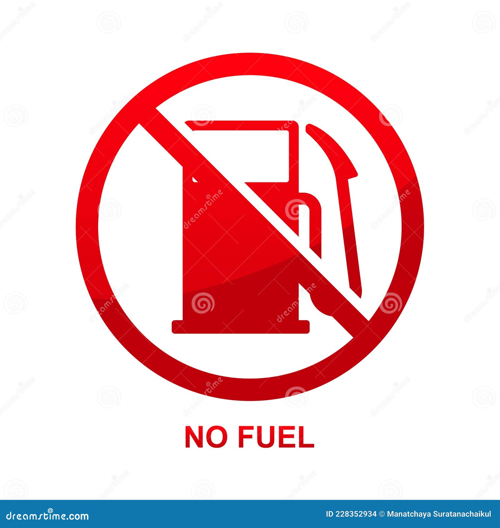 No Fuel Sign Isolated on White Background Stock Vector Illustration