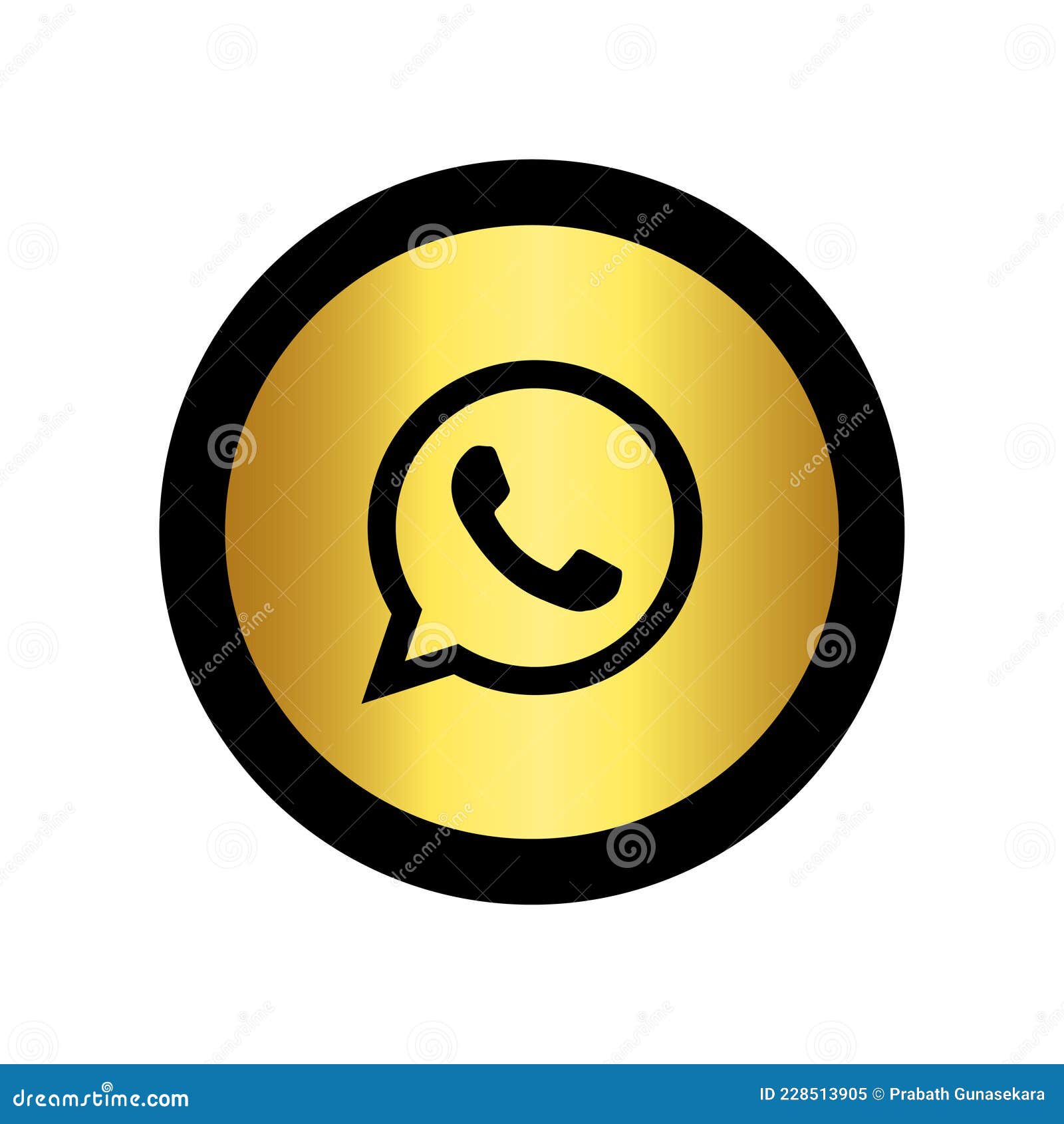 Gold Whatsapp Icon in White Background Editorial Image - Illustration