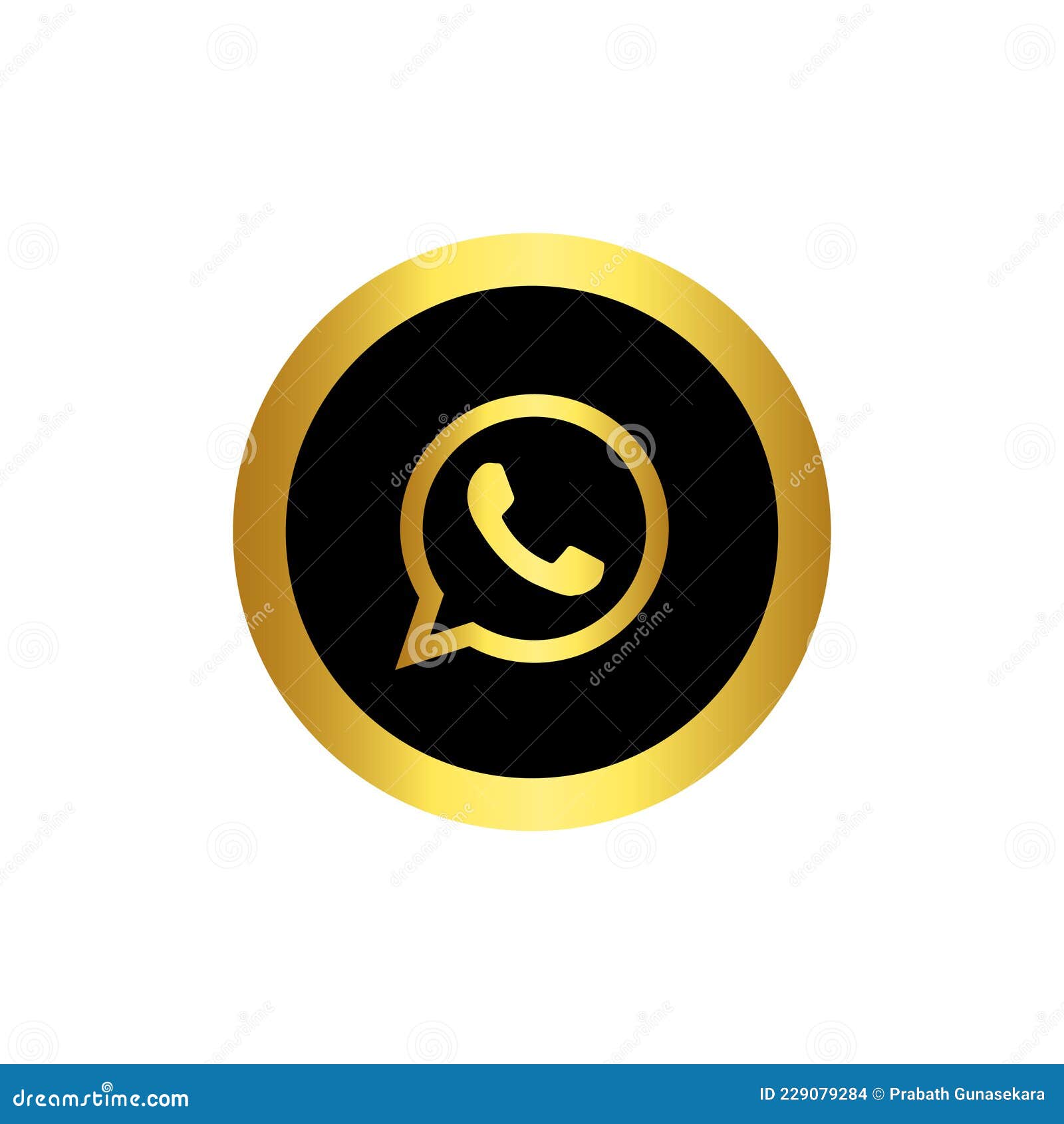Gold Whatsapp Icon in White Background Editorial Stock Image