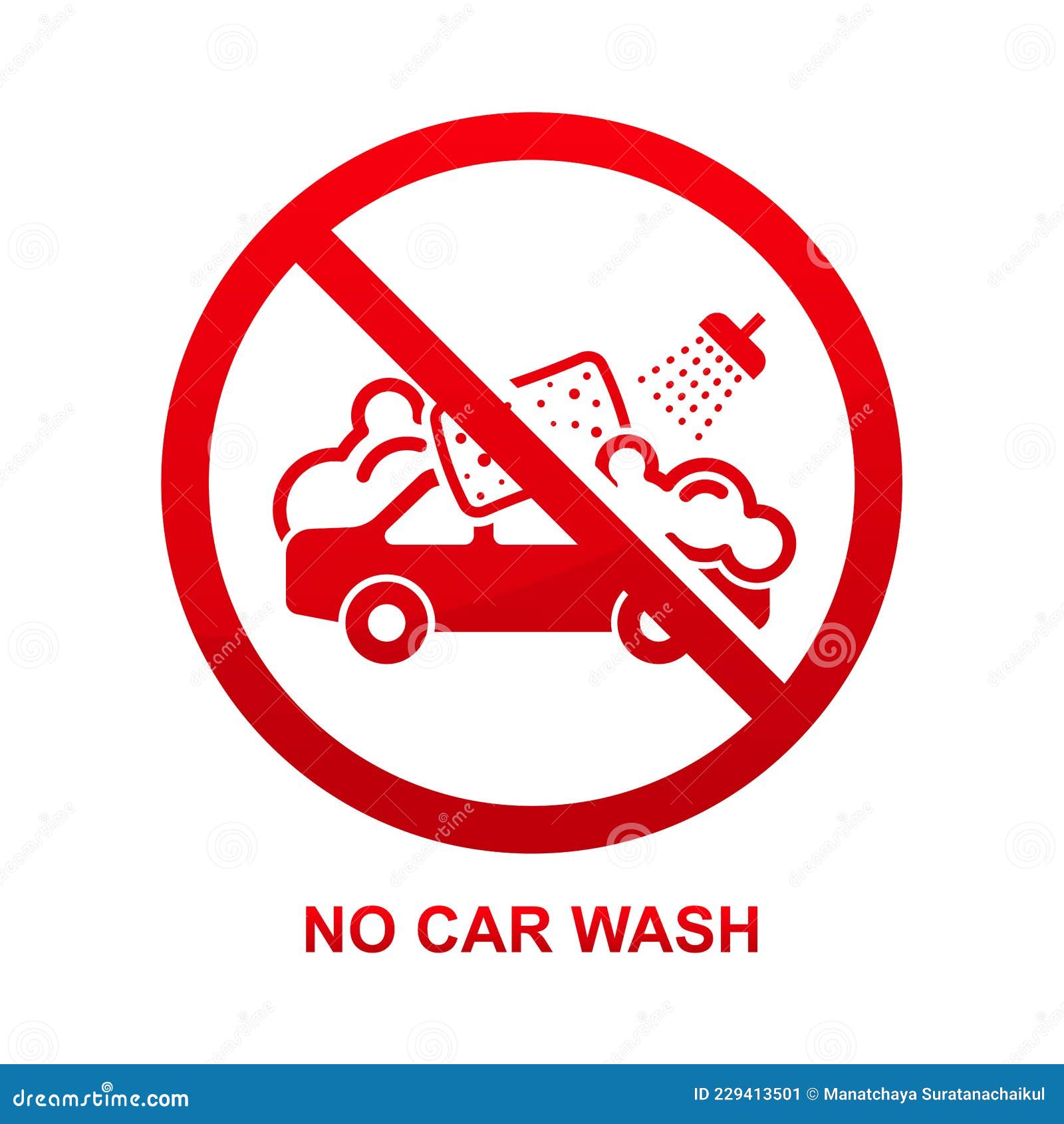 No Car Wash Sign Isolated on White Background Stock Vector