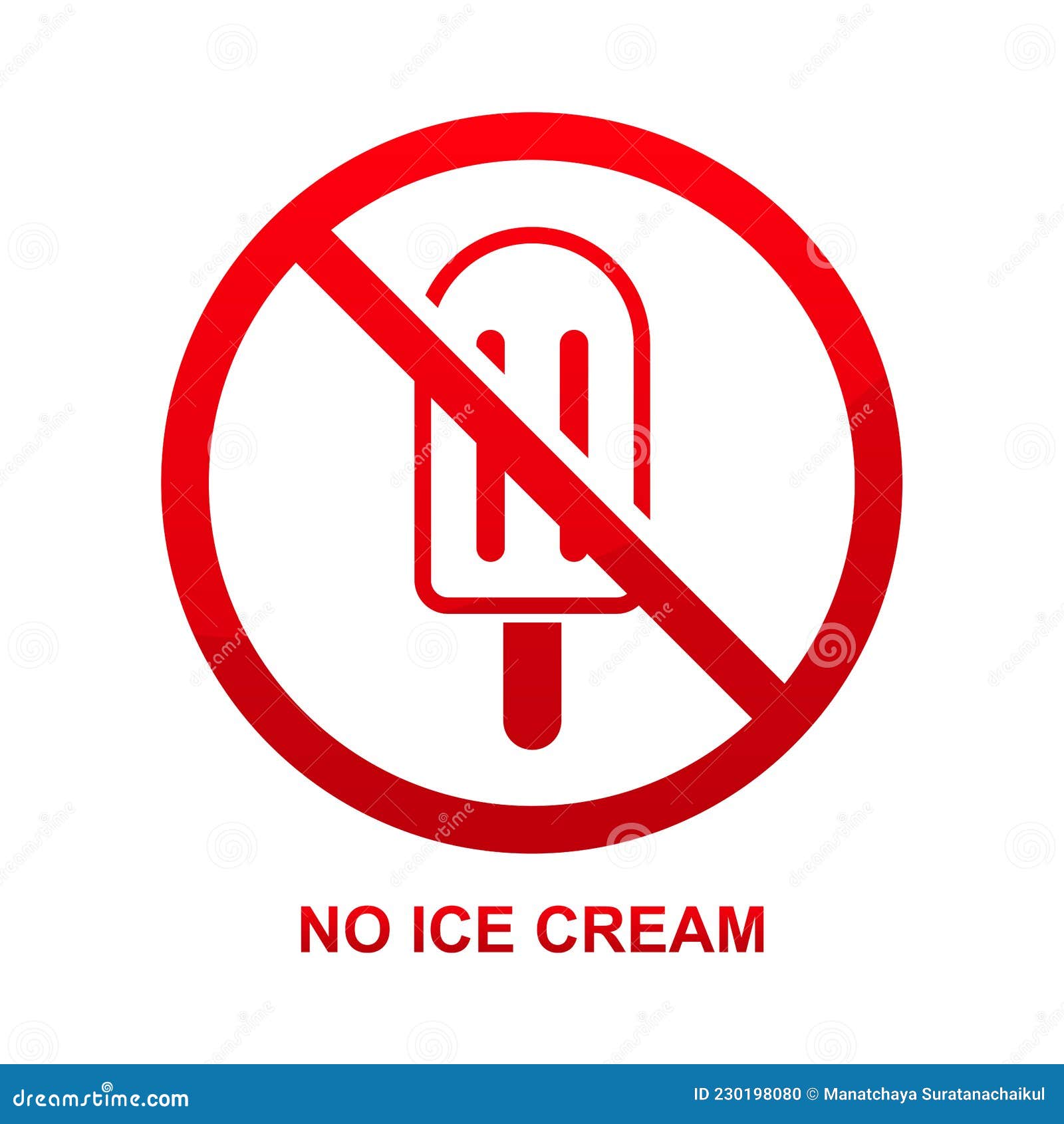No Icecream, Sign Vector Illustration. Do Not Go With Icecream