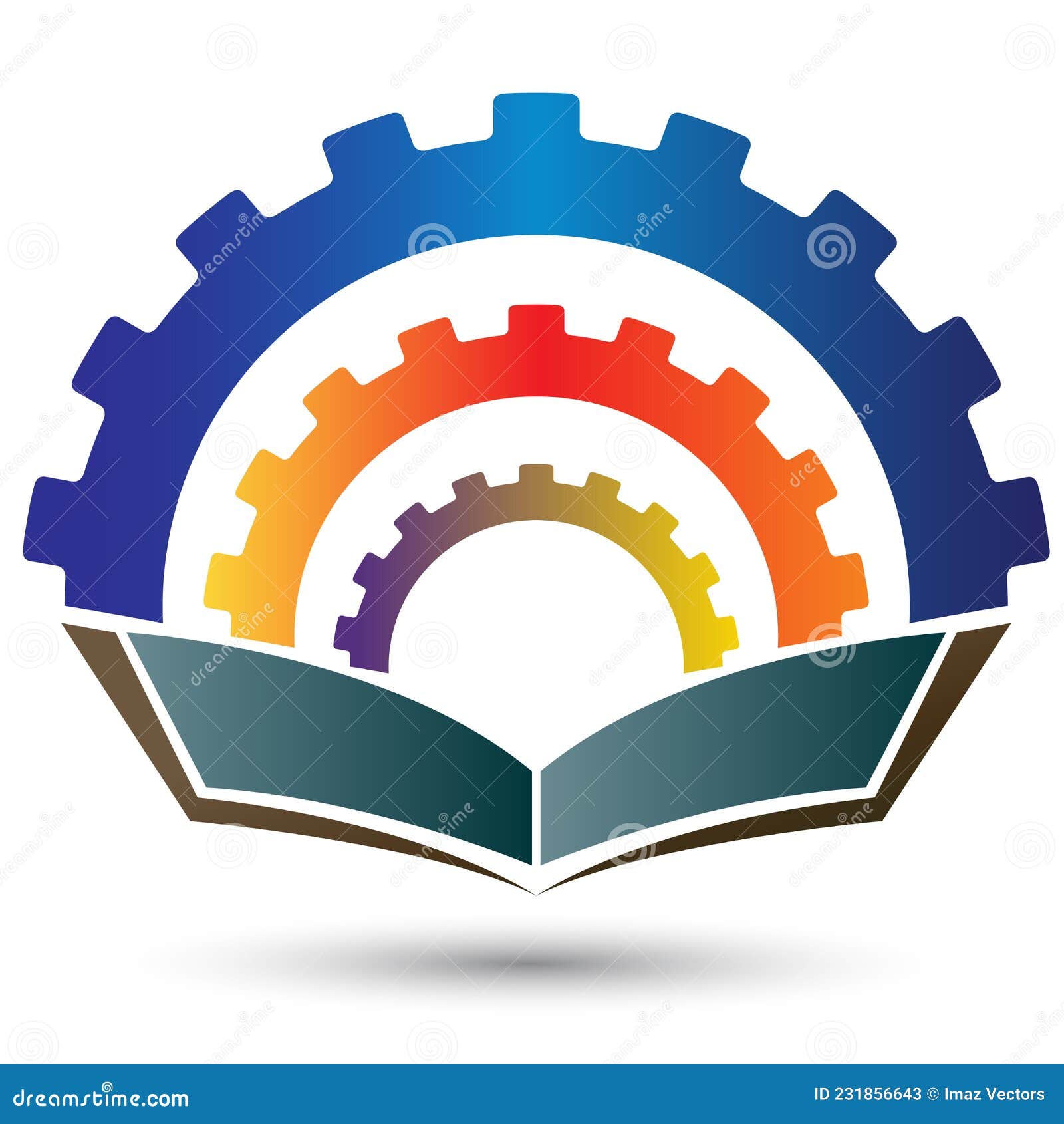 Gear Book Mechanical Education Logo Vector. Progress, Work, and