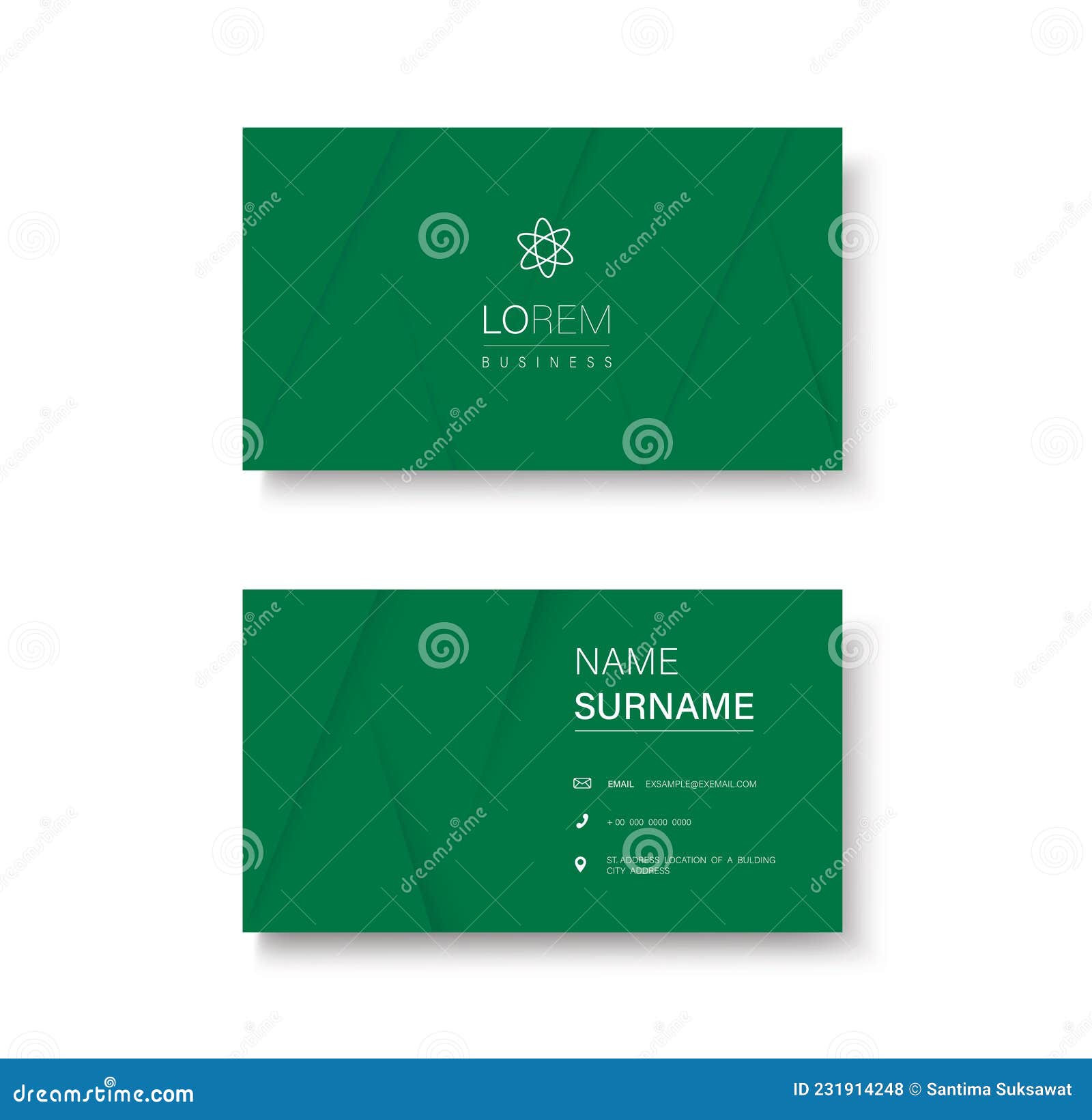 Modern Green Lines Double Sided Business Card Template Vector Eps10