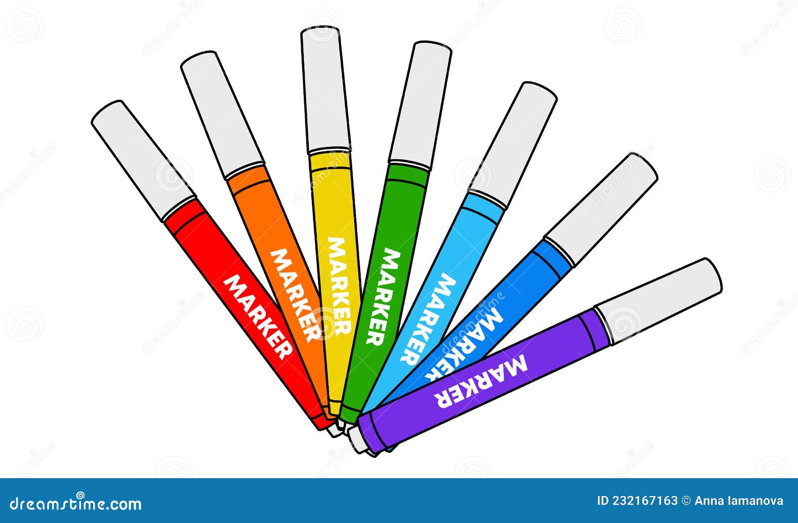 Marker Pen for Children and School Stock Vector - Illustration of markers,  isolated: 232167163