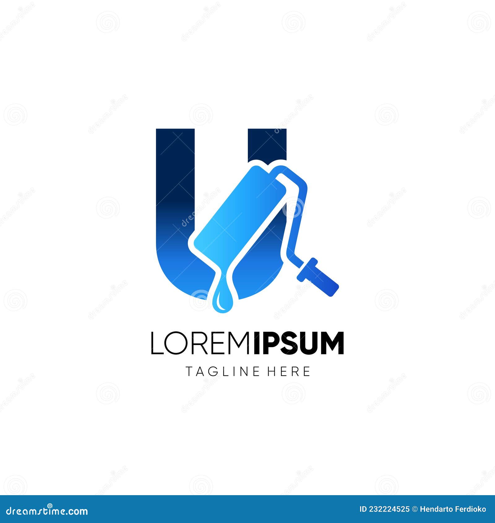 Letter U Paint Roller Logo Design Vector Graphic Icon Stock Vector