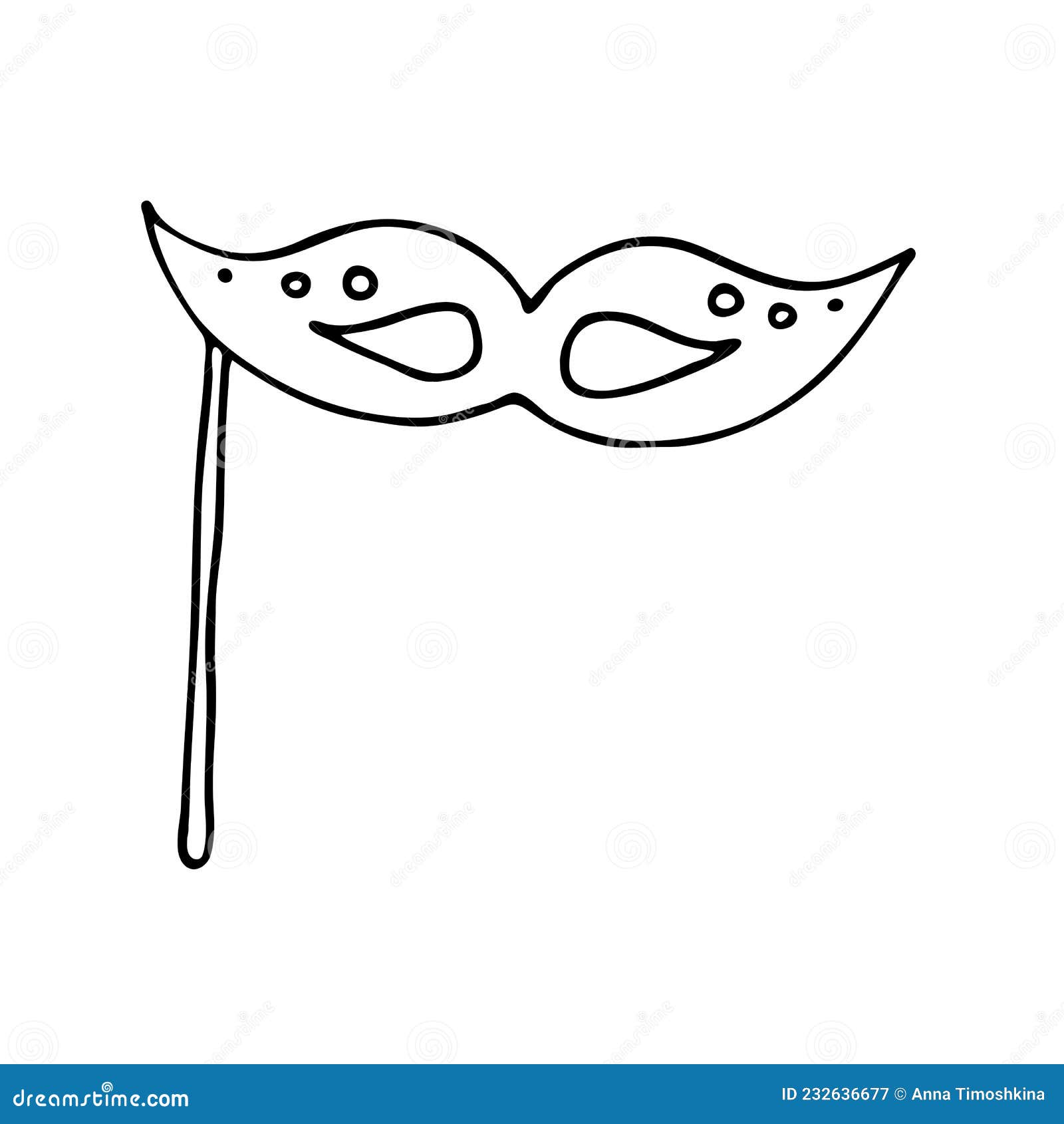 A Doodle Mask for a Holiday. the Masquerade Mask Icon. Handdrawn