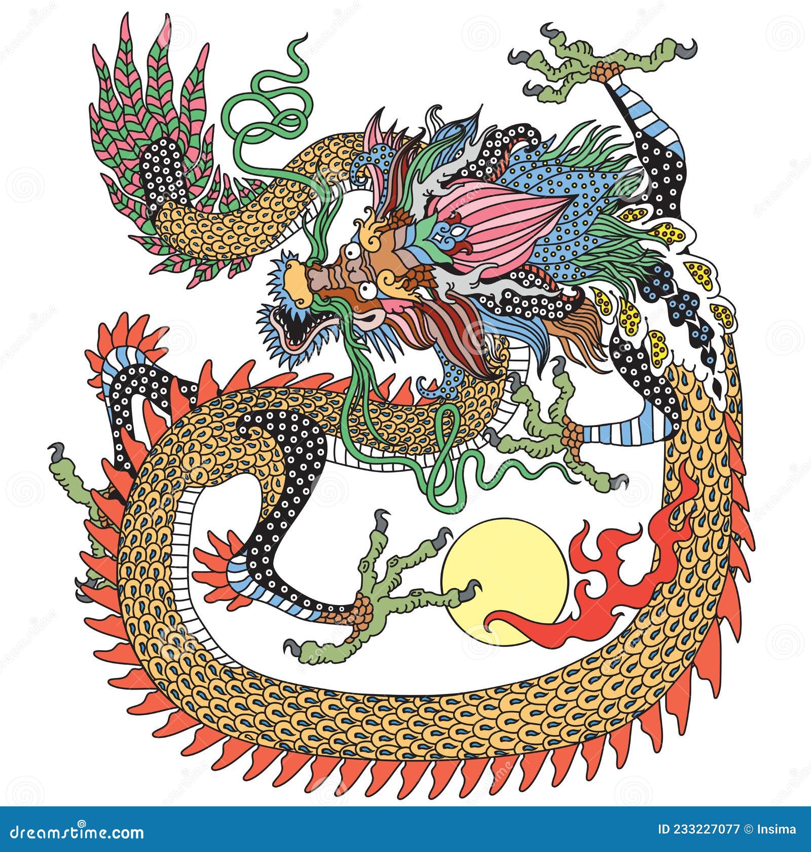 Celestial Chinese Dragon On Red Background Stock Photo CartoonDealer