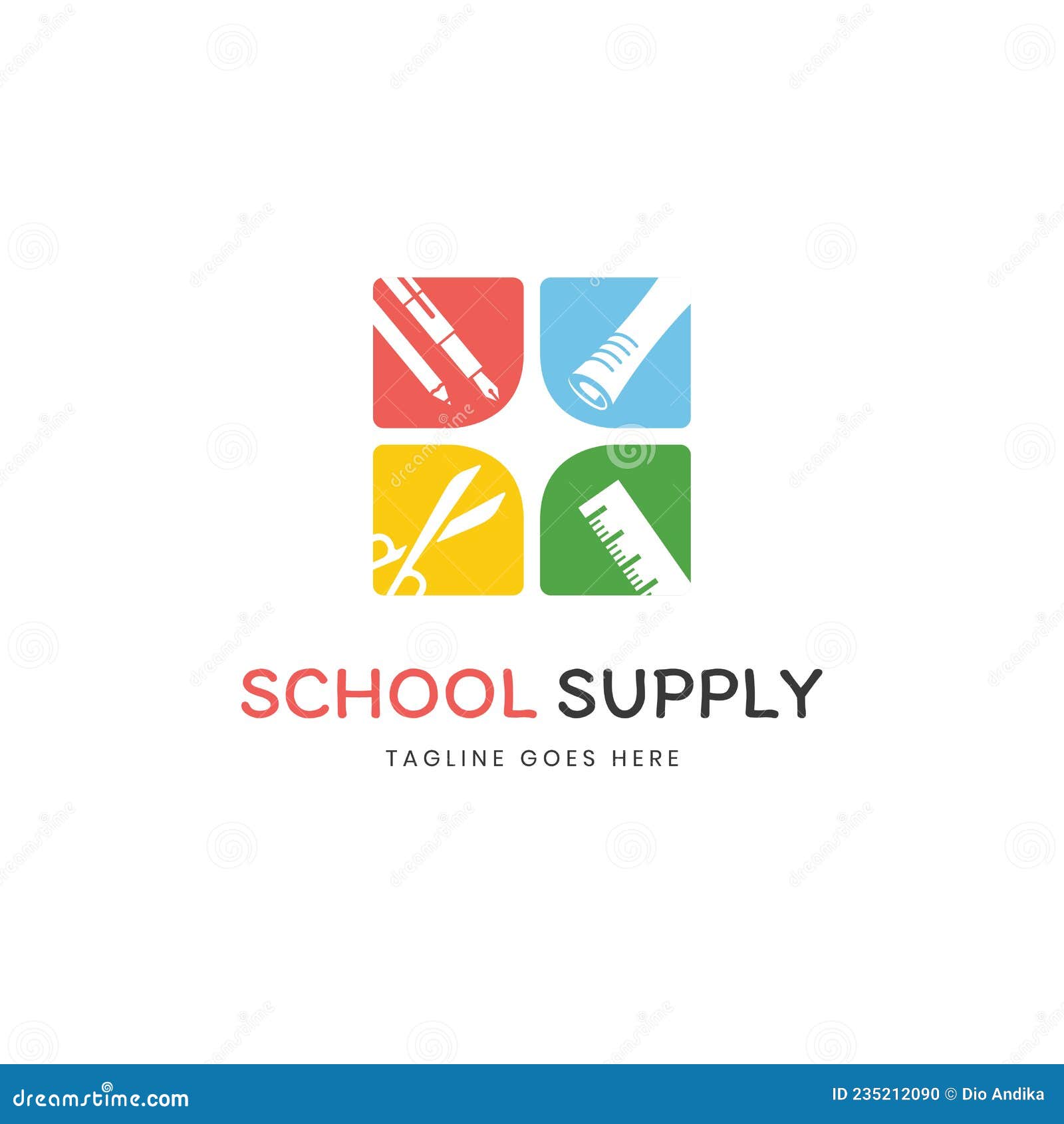 School Supplies Stationary Office Logo Design Stock Vector