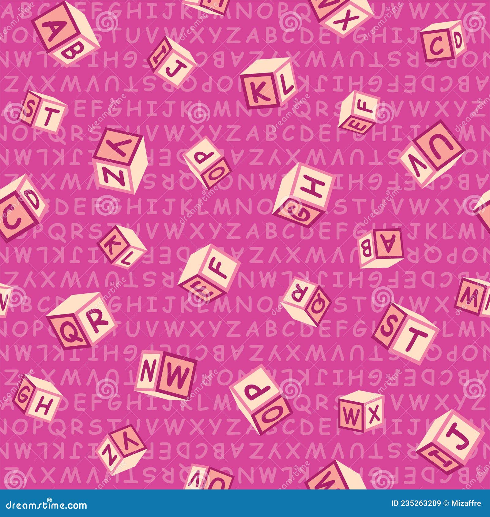 Seamless Monotone Pink Alphabet Cube Blocks with Alphabet Background ...