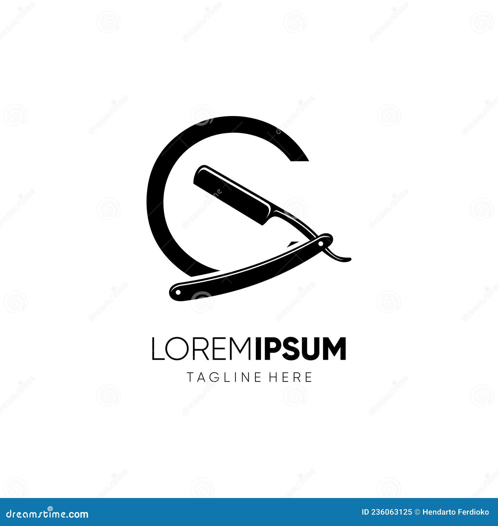 Letter C Straight Razor Logo Design Vector Icon Graphic Stock Vector