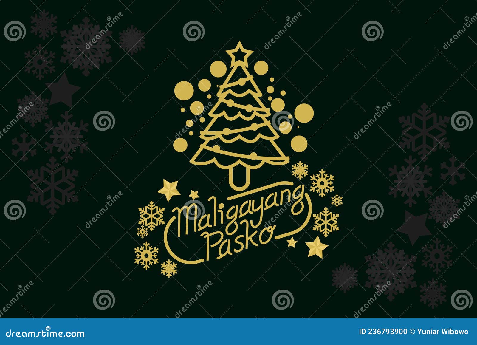 Translation: Merry Christmas. Maligayang Pasko Vector Text Stock Vector - Illustration of poster, greeting: 236793900