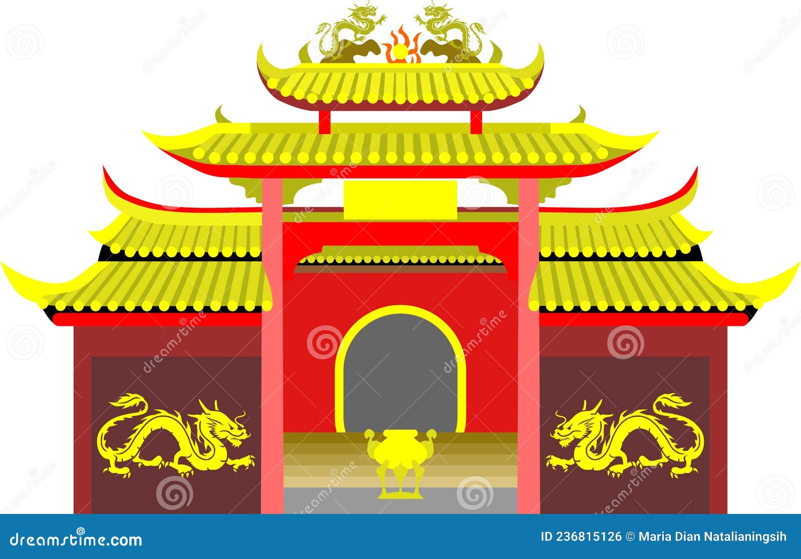 Confucianism Temple Worship Building Vector Stock Vector - Illustration