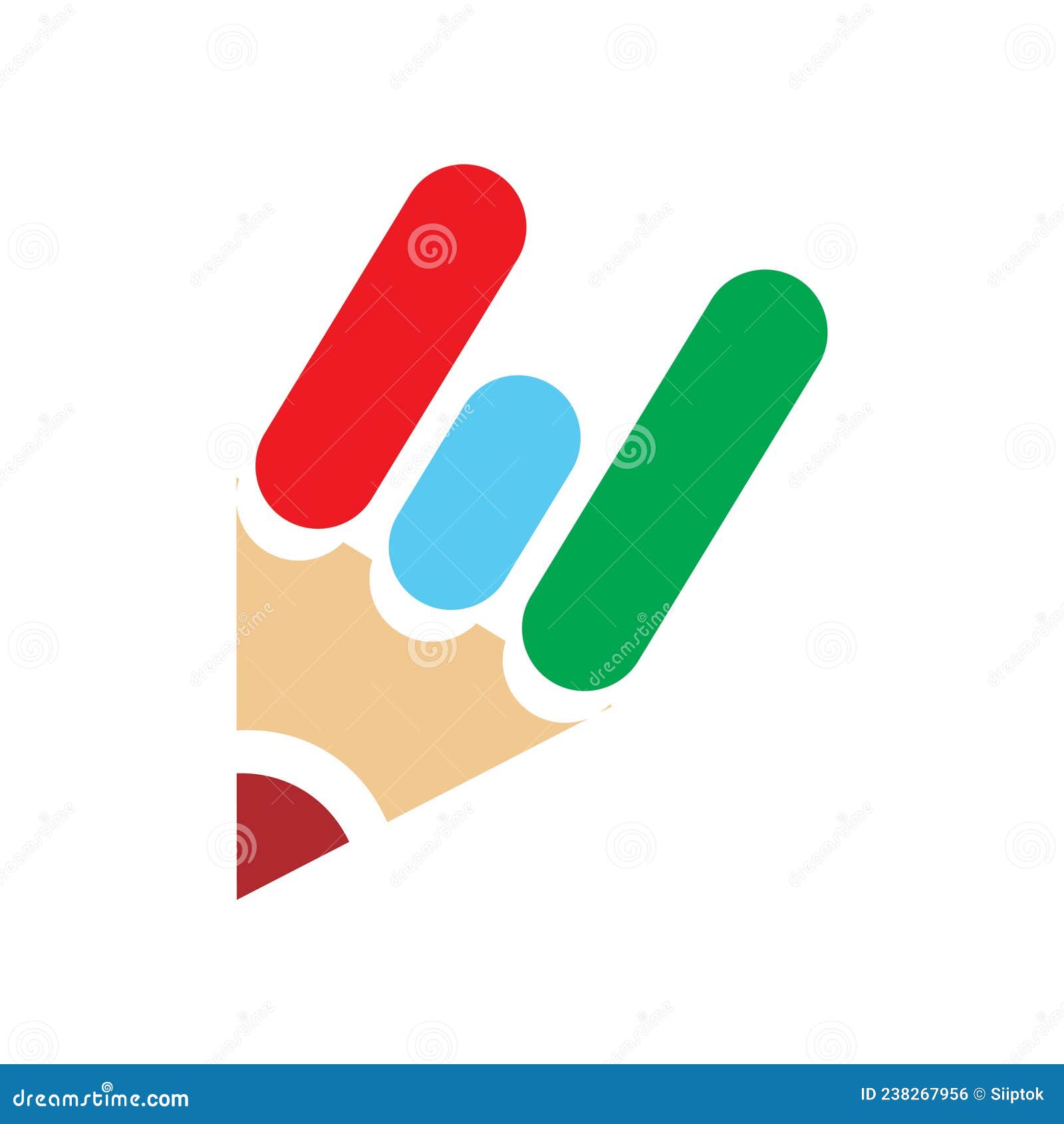 Creative Full Color Pencil Art Logo Design Stock Vector Illustration