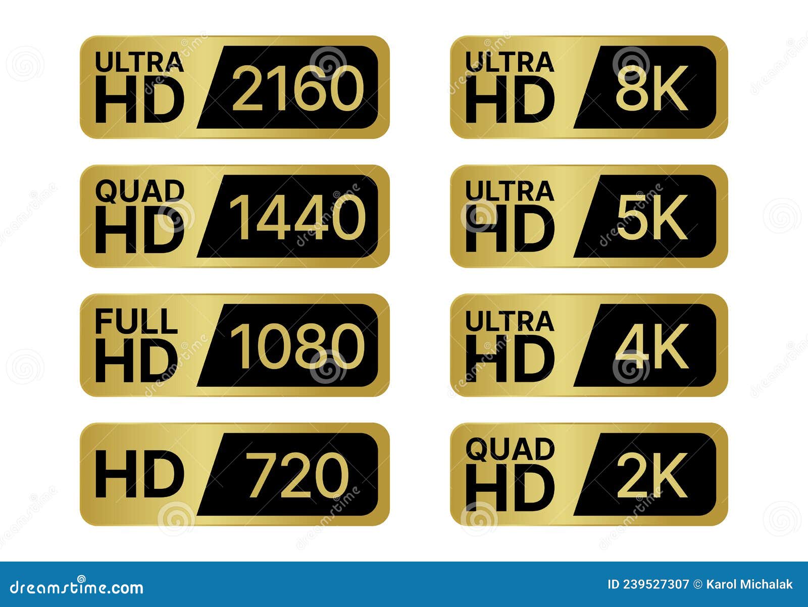 Hd Labels Set Full Ultra Quad High Definition Badge 8k 4k 2k