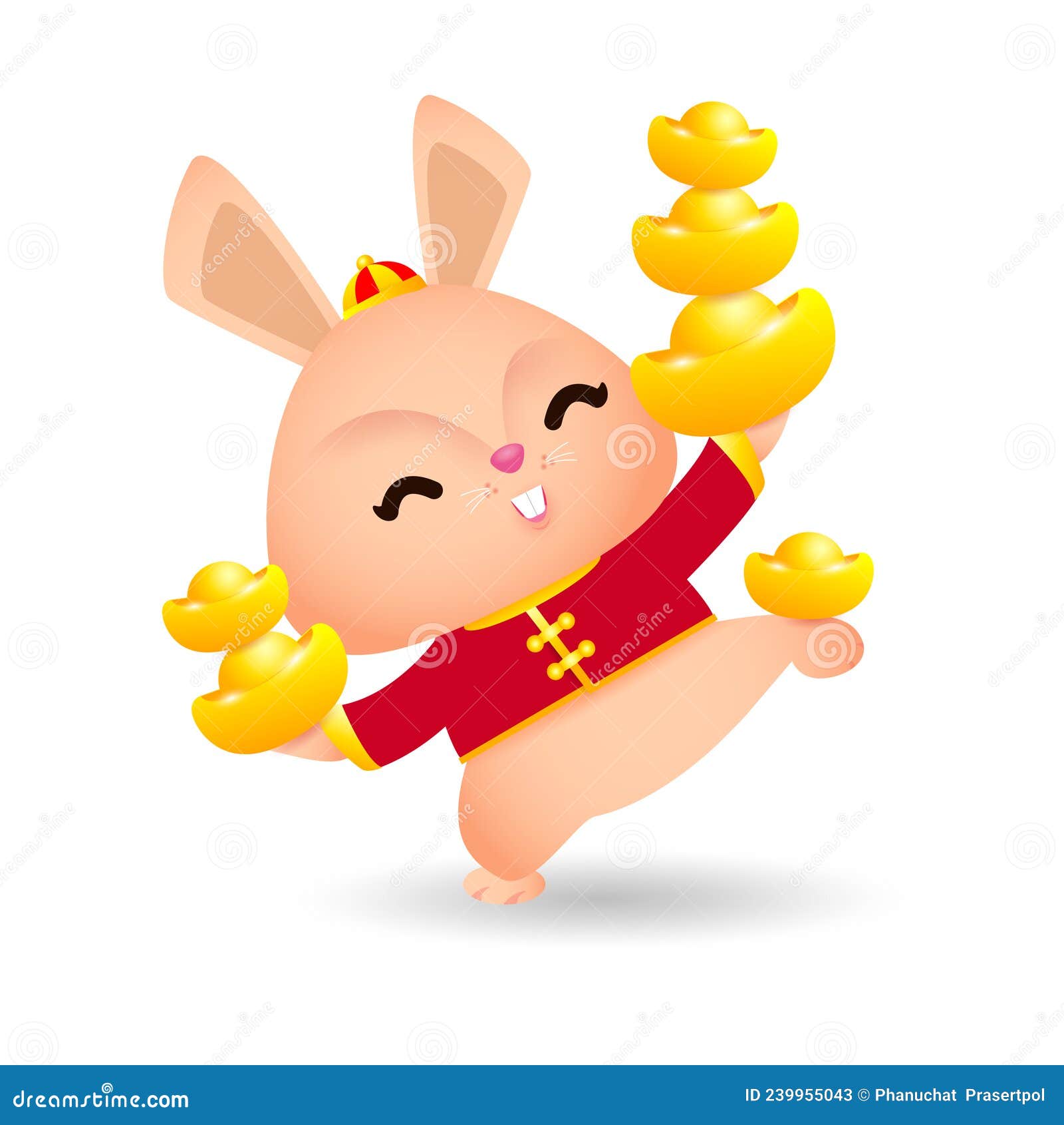 2023 Chinese New Year, Little Rabbit with Chinese Gold Ingots