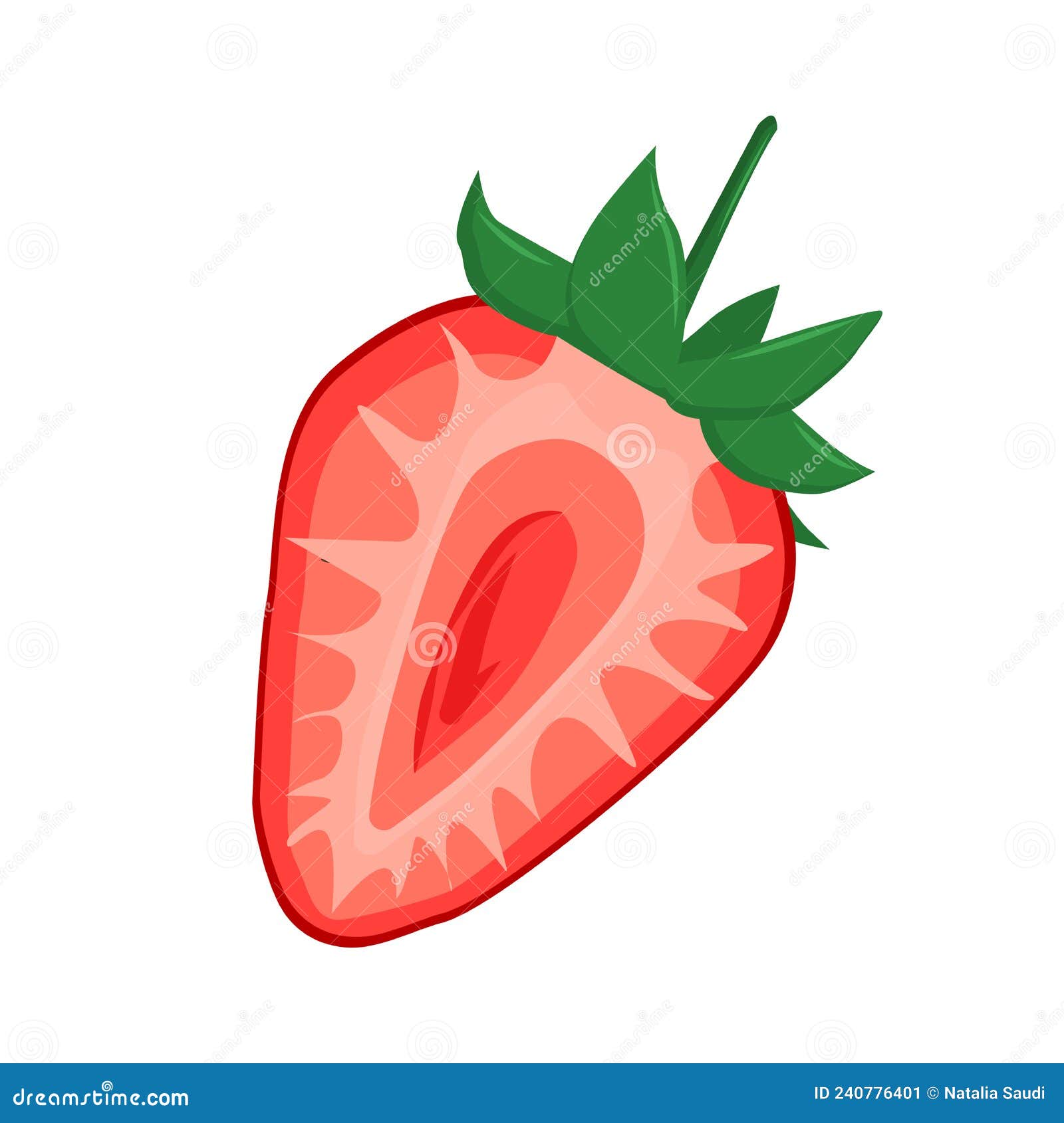 Vector Illustration of a Strawberry Cut in Half Stock Vector