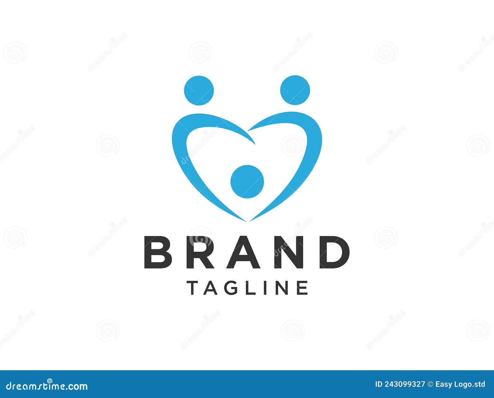 Abstract Family Care Logo. Blue Monoline Heart Icon with People Symbol ...
