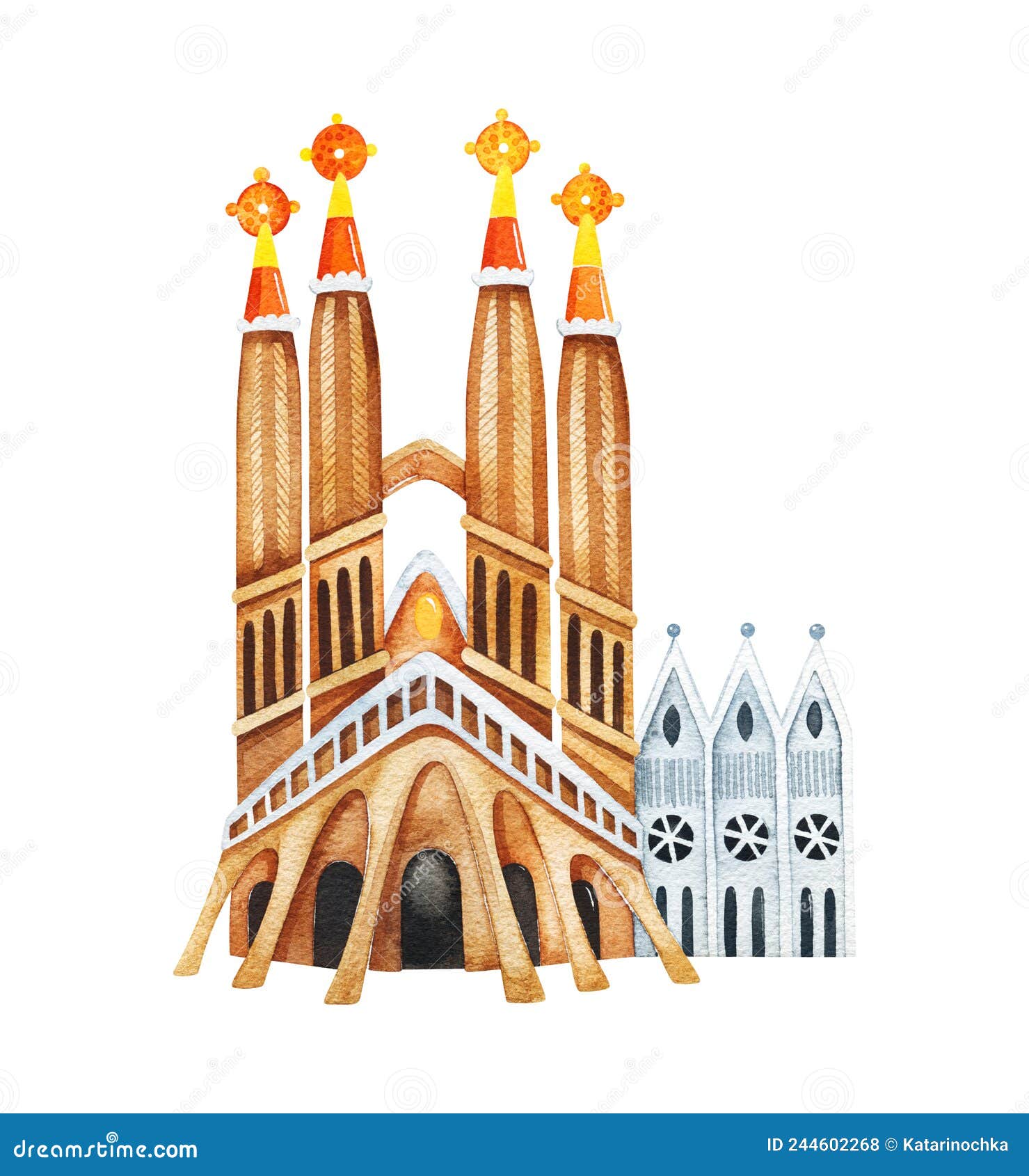 watercolor  of sagrada familia