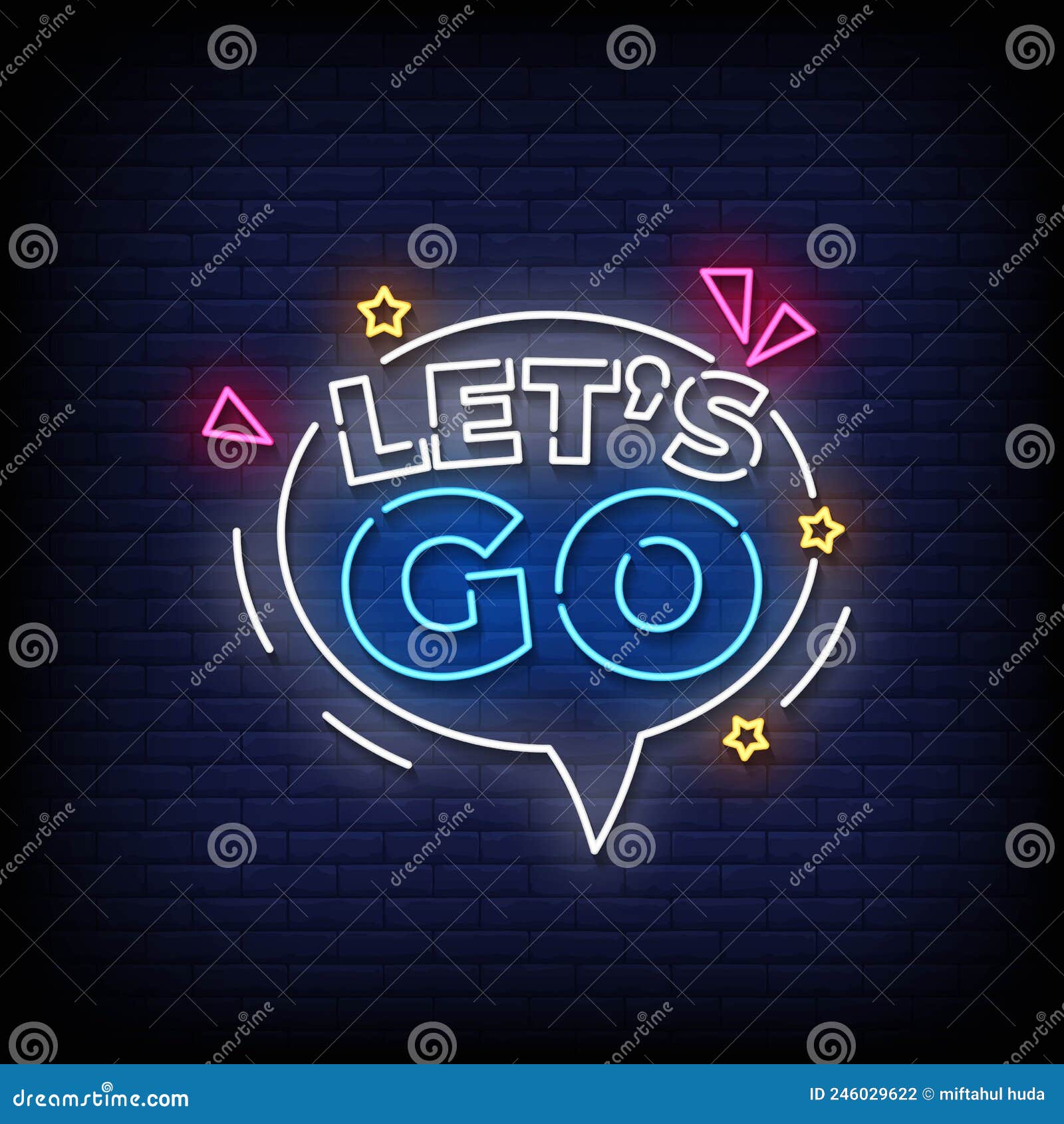 Let`s Go Neon Signs Style Text Vector Stock Vector - Illustration of ...